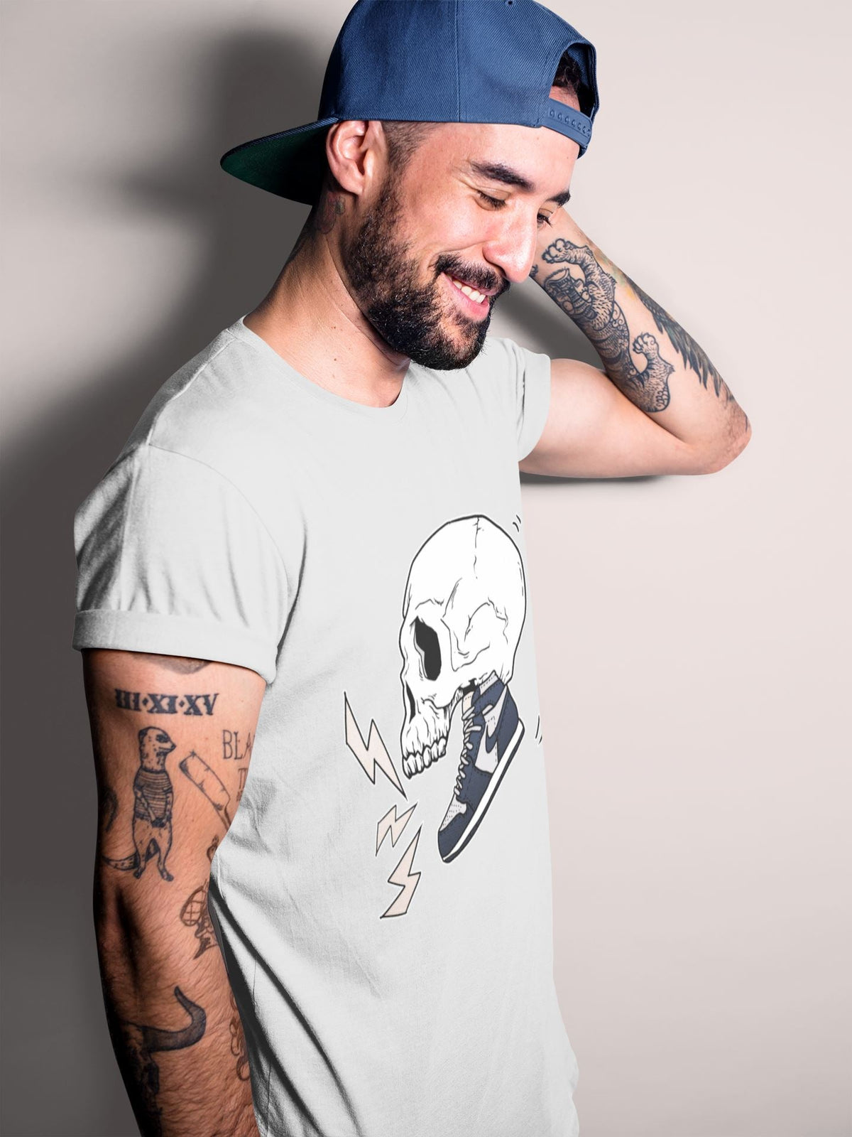 Jordan 1 85 Georgetown Sneaker Match Tees Sneaker Skull Sneaker Tees Jordan 1 85 Georgetown Jordan to match sneaker T-Shirt Crew Neck Shirts