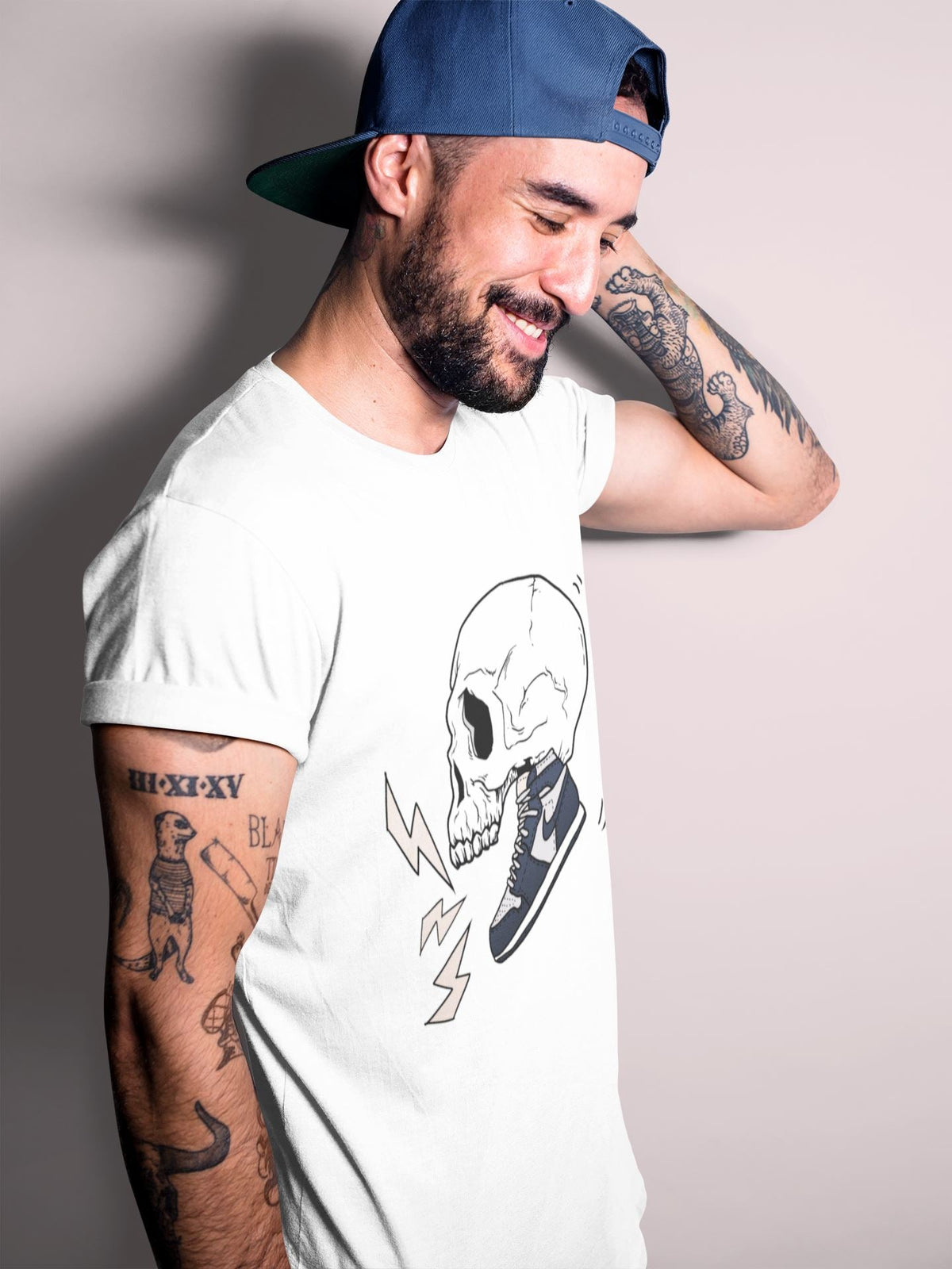 Jordan 1 85 Georgetown Sneaker Match Tees Sneaker Skull Sneaker Tees Jordan 1 85 Georgetown Jordan to match sneaker T-Shirt Crew Neck Shirts