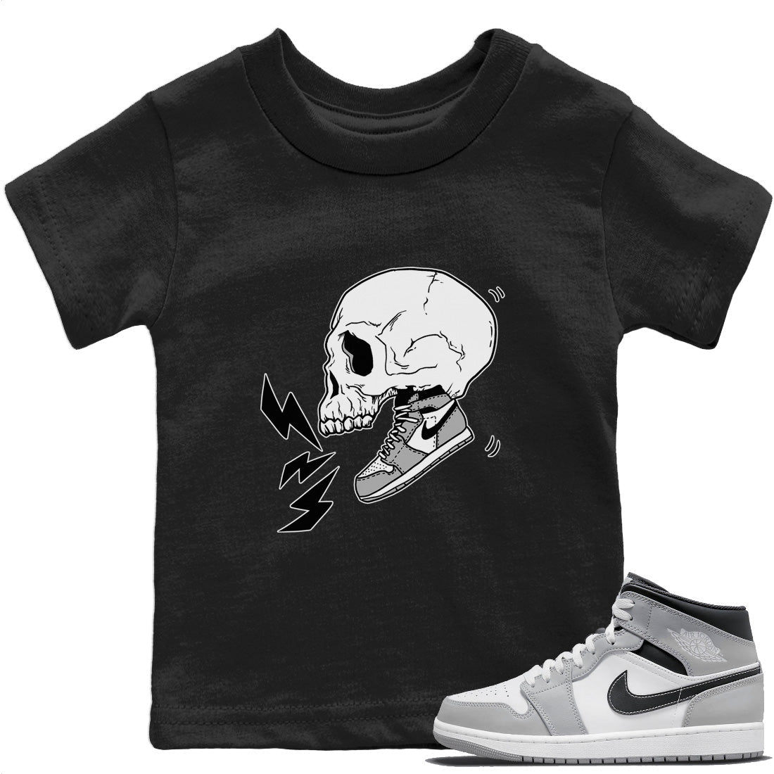Jordan 1 Light Smoke Grey Sneaker Matching T-Shirt Sneaker Skull Sneaker Tees Jordan 1 Light Smoke Grey Sneaker Release Tees Kids Shirts