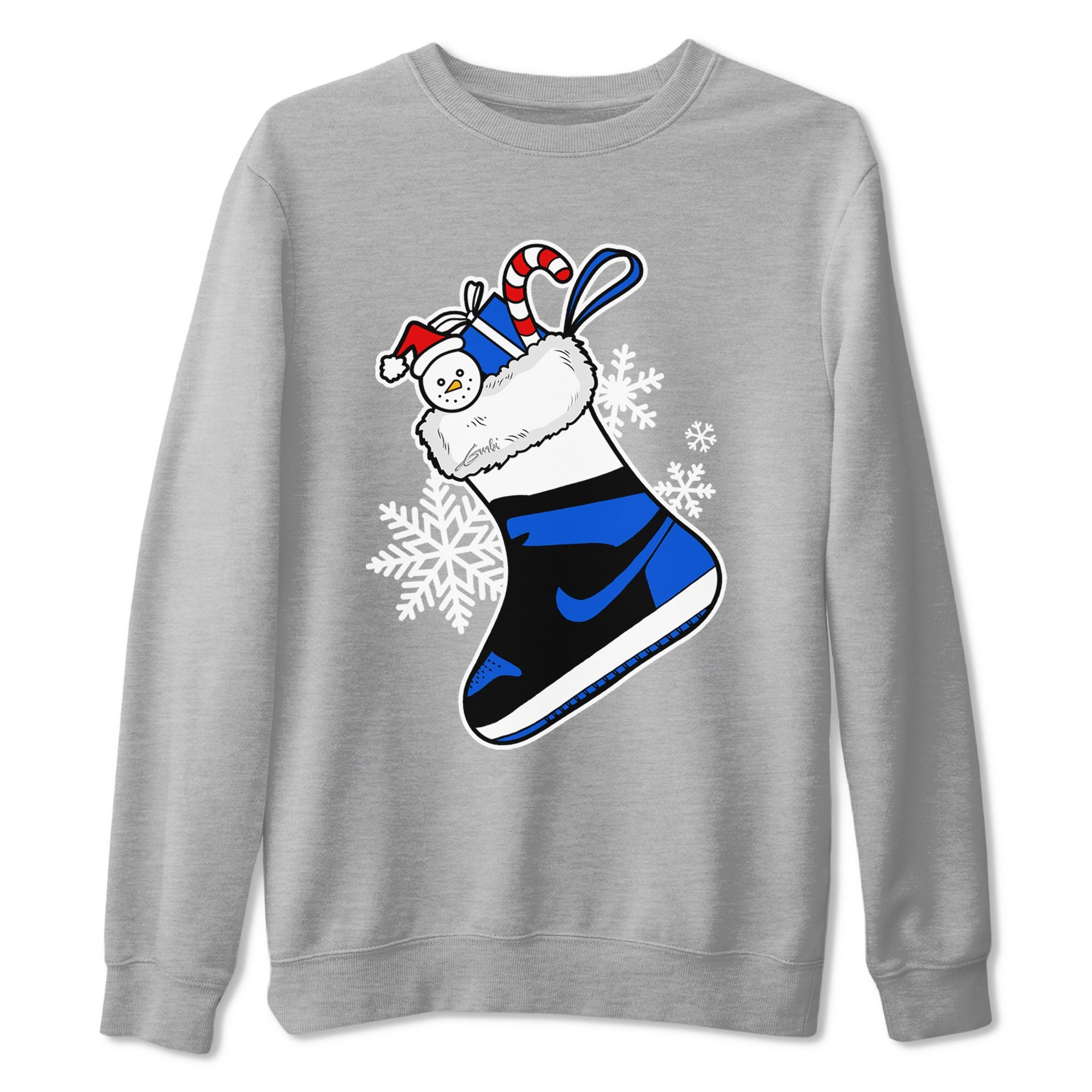 1s Royal Reimagined shirt to match jordans Sneaker Stocking sneaker match tees Air Jordan 1 Royal Reimagined Drip Gear Zone Unisex Heather Grey 2 T-Shirt