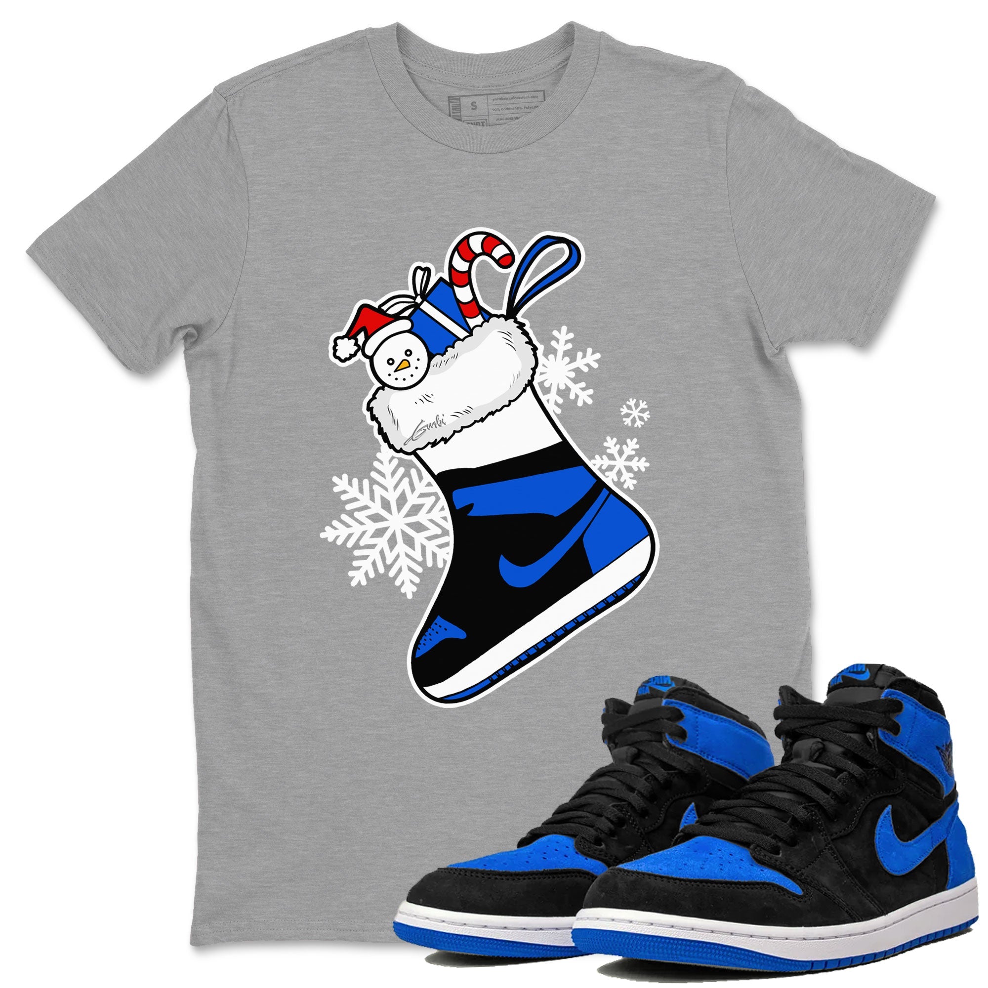 1s Royal Reimagined shirt to match jordans Sneaker Stocking sneaker match tees Air Jordan 1 Royal Reimagined Drip Gear Zone Unisex Heather Grey 1 T-Shirt