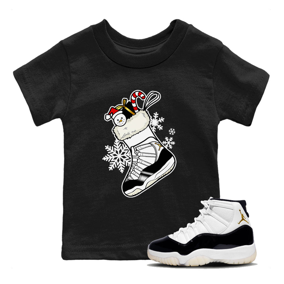 Air Jordan 11 Retro Gratitude shirt to match jordans Sneaker Stocking sneaker match tees Air Jordan 11 Gratitude Drip Gear Zone Baby Toddler Black 1 T-Shirt