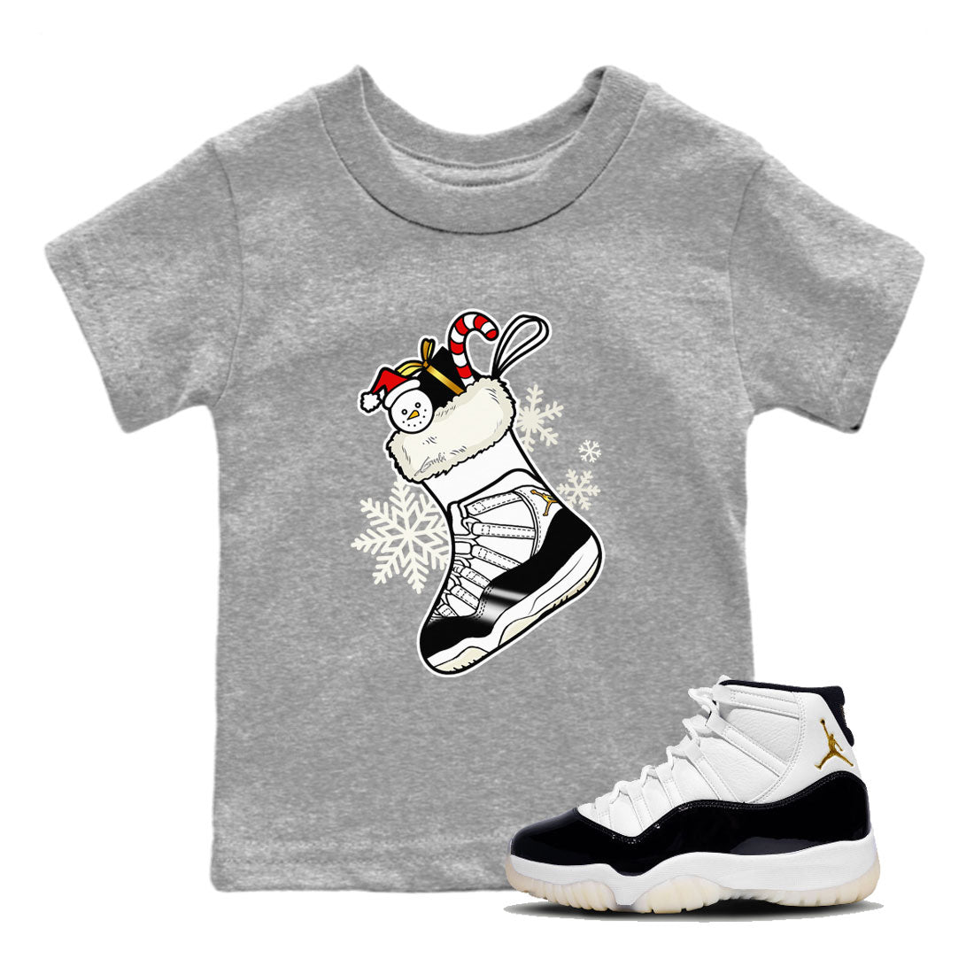 Air Jordan 11 Retro Gratitude shirt to match jordans Sneaker Stocking sneaker match tees Air Jordan 11 Gratitude Drip Gear Zone Baby Toddler Heather Grey 1 T-Shirt