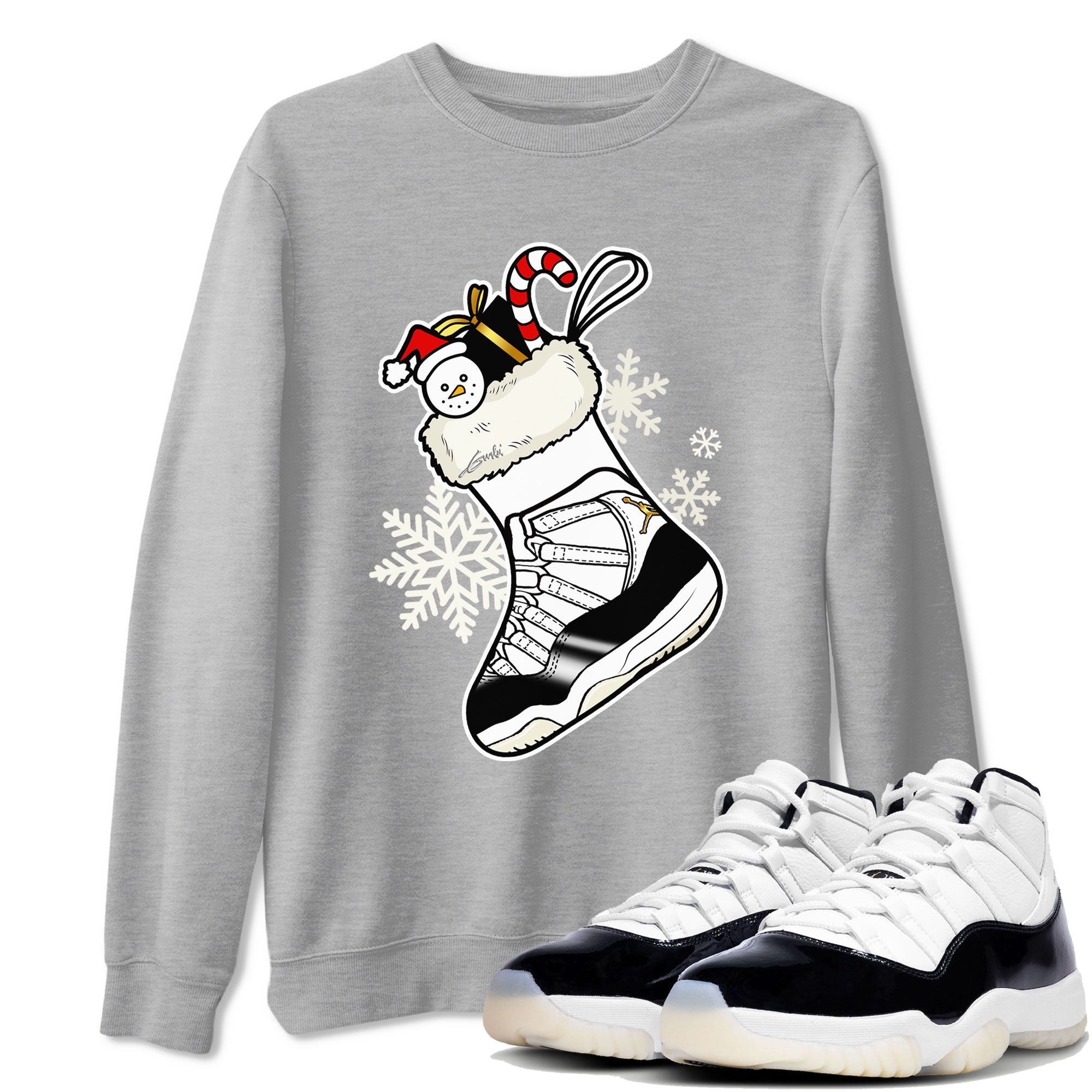 Air Jordan 11 Retro Gratitude shirt to match jordans Sneaker Stocking sneaker match tees Air Jordan 11 Gratitude Drip Gear Zone Unisex Heather Grey 1 T-Shirt