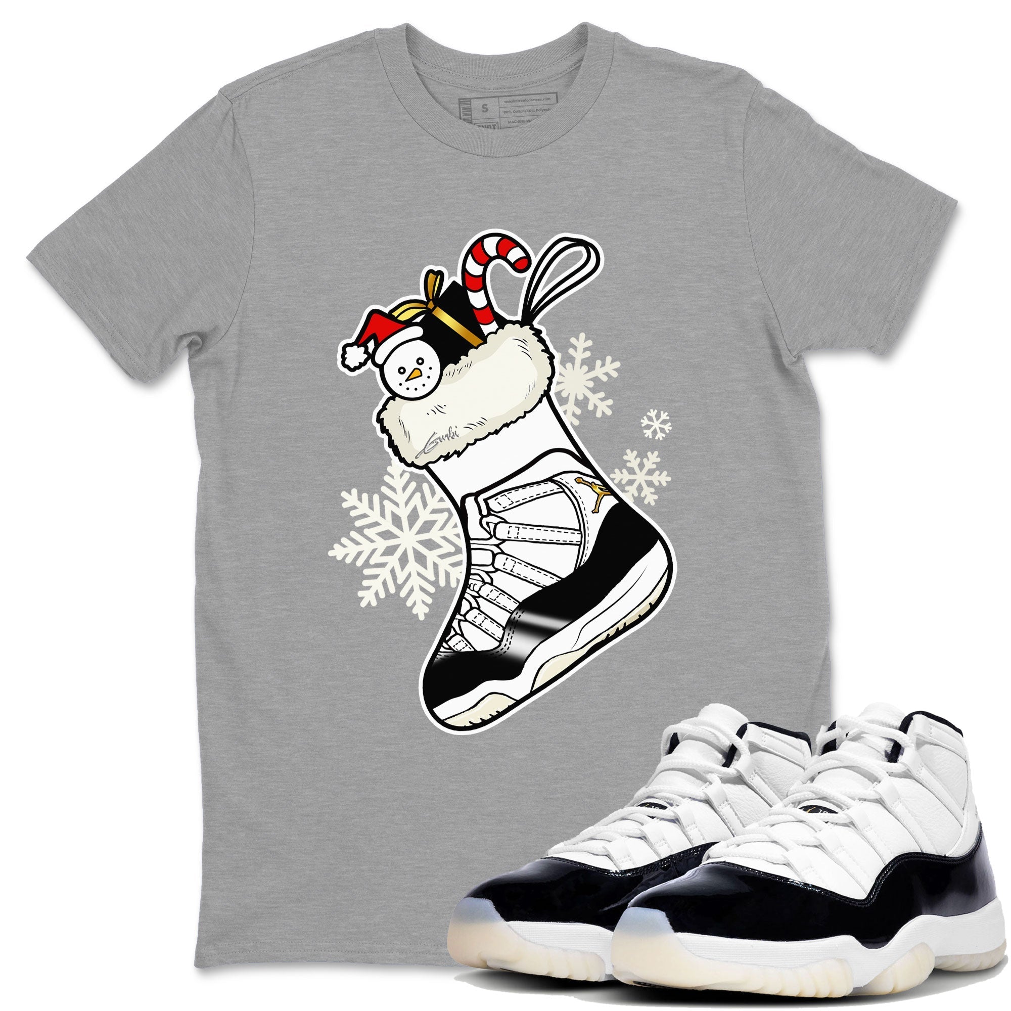 Air Jordan 11 Retro Gratitude shirt to match jordans Sneaker Stocking sneaker match tees Air Jordan 11 Gratitude Drip Gear Zone Unisex Heather Grey 1 T-Shirt