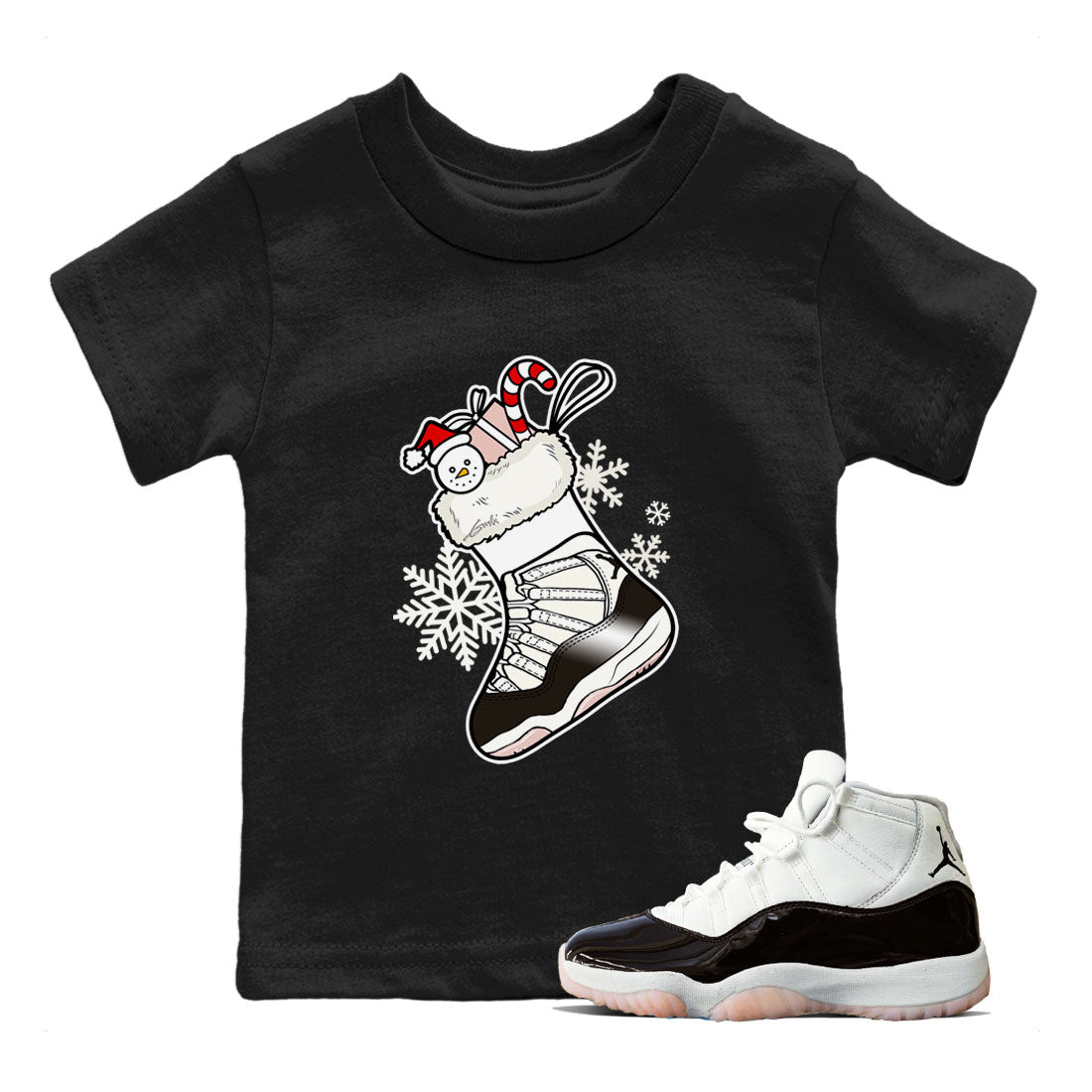 11s WMNS Neapolitan shirt to match jordans Sneaker Stocking sneaker match tees Air Jordan 11 Neapolitan Drip Gear Zone Baby Toddler Black 1 T-Shirt