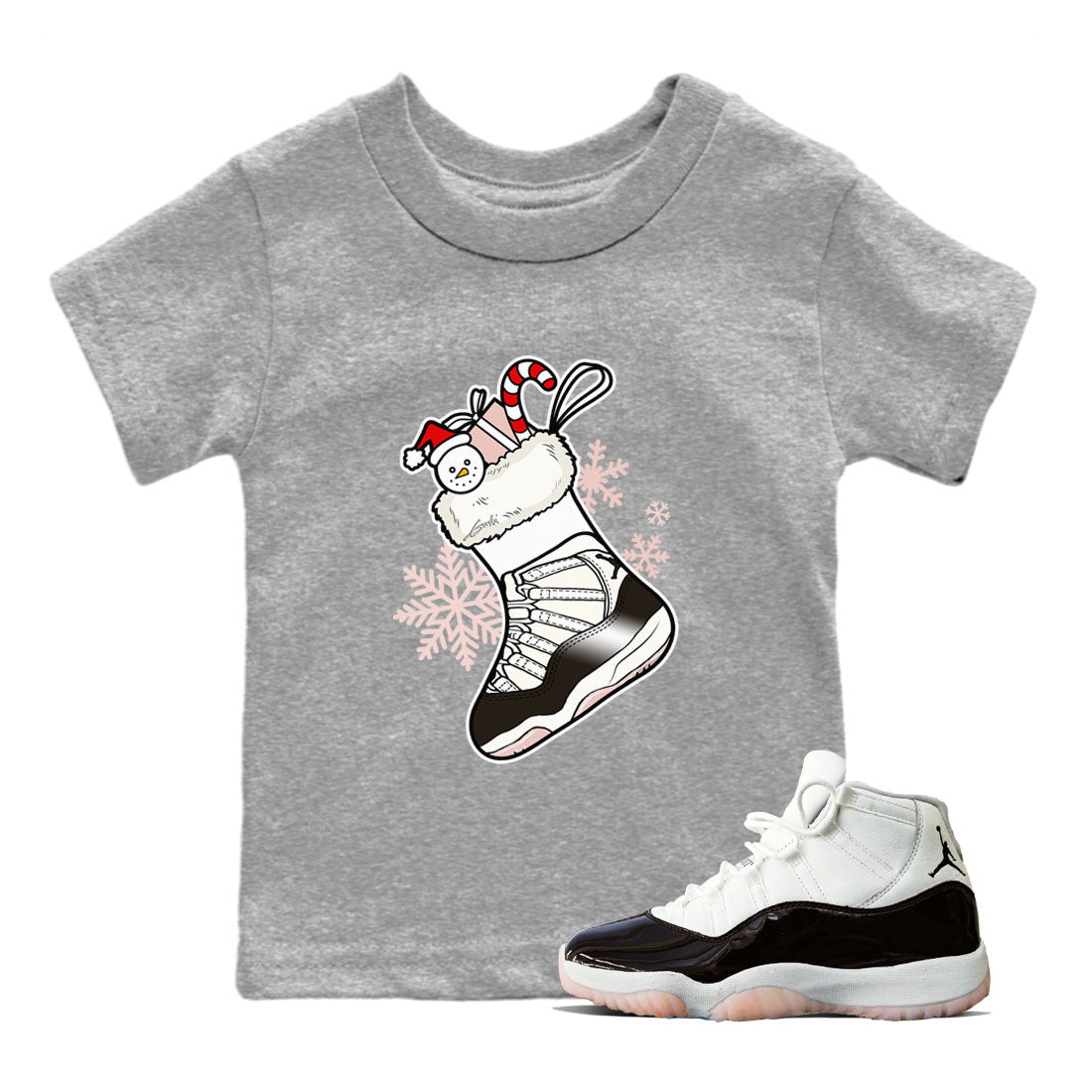 11s WMNS Neapolitan shirt to match jordans Sneaker Stocking sneaker match tees Air Jordan 11 Neapolitan Drip Gear Zone Baby Toddler Heather Grey 1 T-Shirt