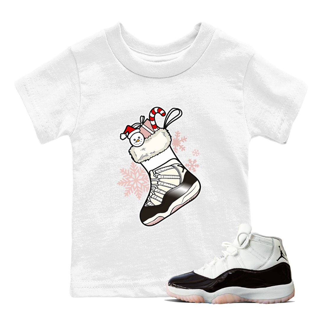 11s WMNS Neapolitan shirt to match jordans Sneaker Stocking sneaker match tees Air Jordan 11 Neapolitan Drip Gear Zone Baby Toddler White 1 T-Shirt