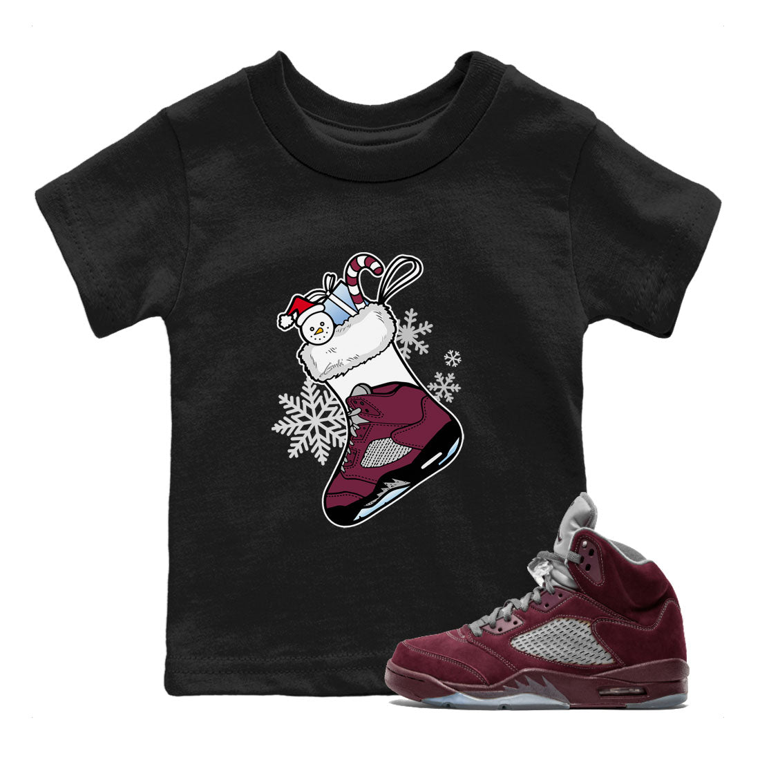 Air Jordan 5 Burgundy shirt to match jordans Sneaker Stocking sneaker match tees Air Jordan 5s Burgundy Drip Gear Zone Baby Toddler Black 1 T-Shirt