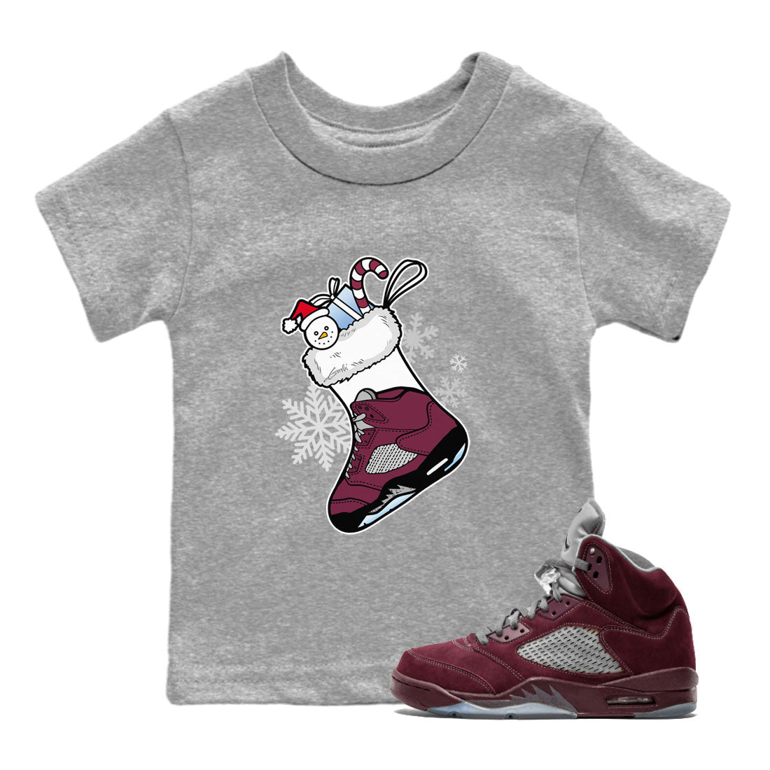 Air Jordan 5 Burgundy shirt to match jordans Sneaker Stocking sneaker match tees Air Jordan 5s Burgundy Drip Gear Zone Baby Toddler Heather Grey 1 T-Shirt