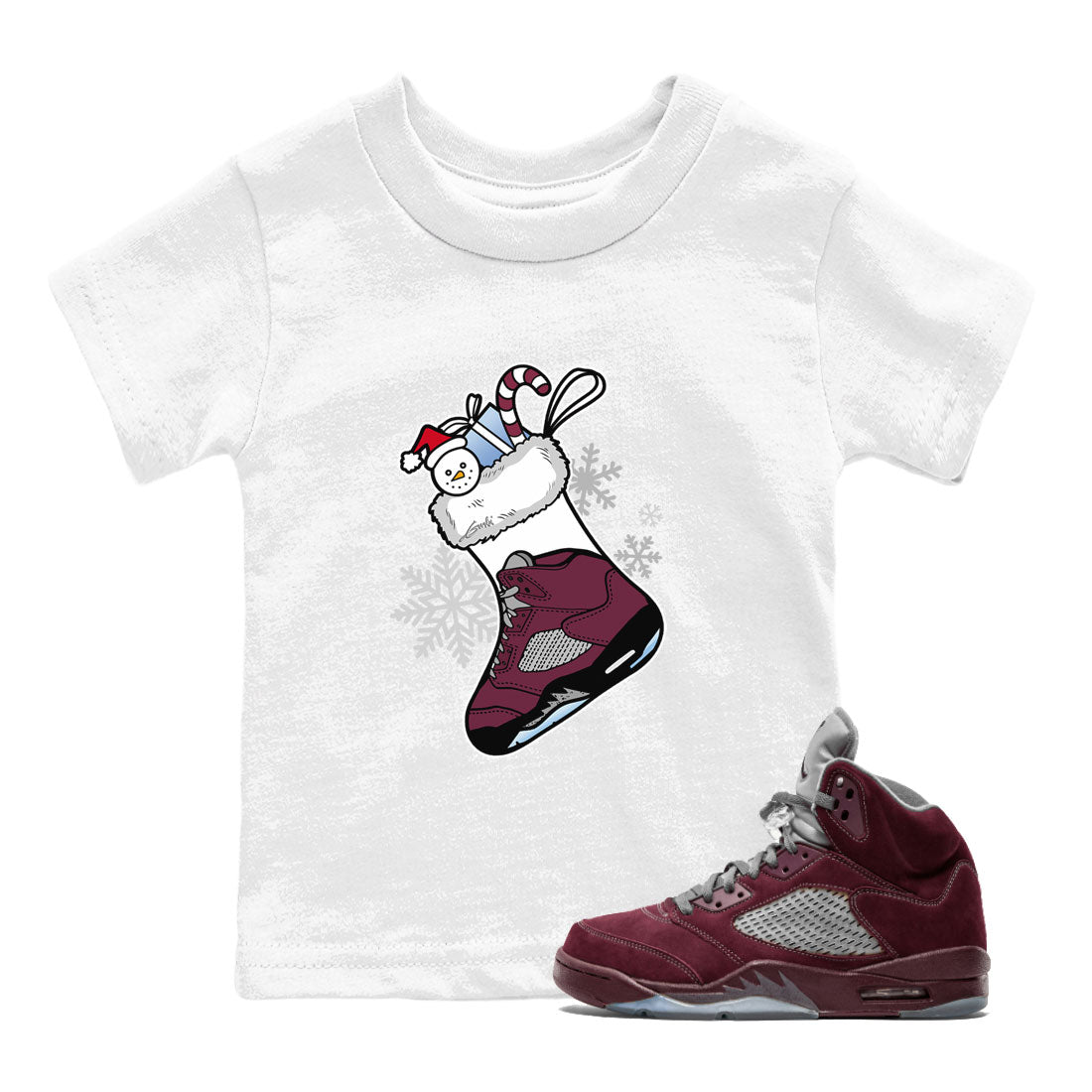 Air Jordan 5 Burgundy shirt to match jordans Sneaker Stocking sneaker match tees Air Jordan 5s Burgundy Drip Gear Zone Baby Toddler White 1 T-Shirt