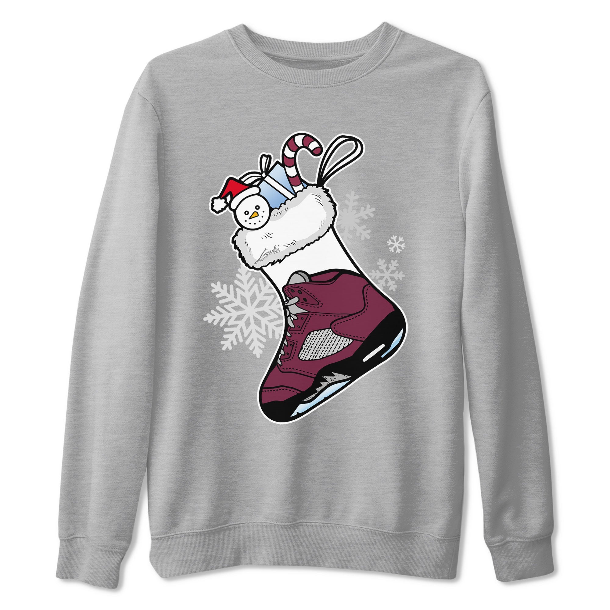 Air Jordan 5 Burgundy shirt to match jordans Sneaker Stocking sneaker match tees Air Jordan 5s Burgundy Drip Gear Zone Unisex Heather Grey 2 T-Shirt