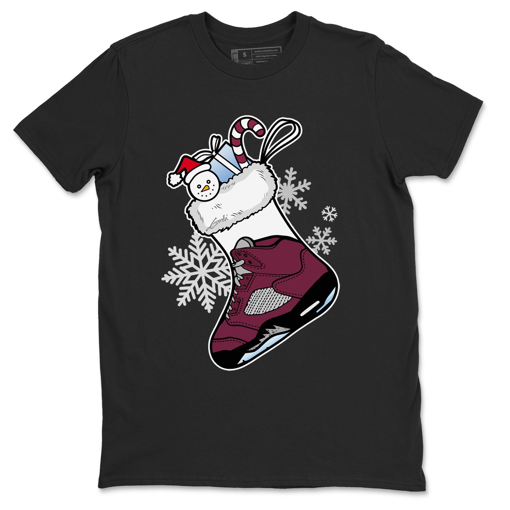 Air Jordan 5 Burgundy shirt to match jordans Sneaker Stocking sneaker match tees Air Jordan 5s Burgundy Drip Gear Zone Unisex Black 2 T-Shirt
