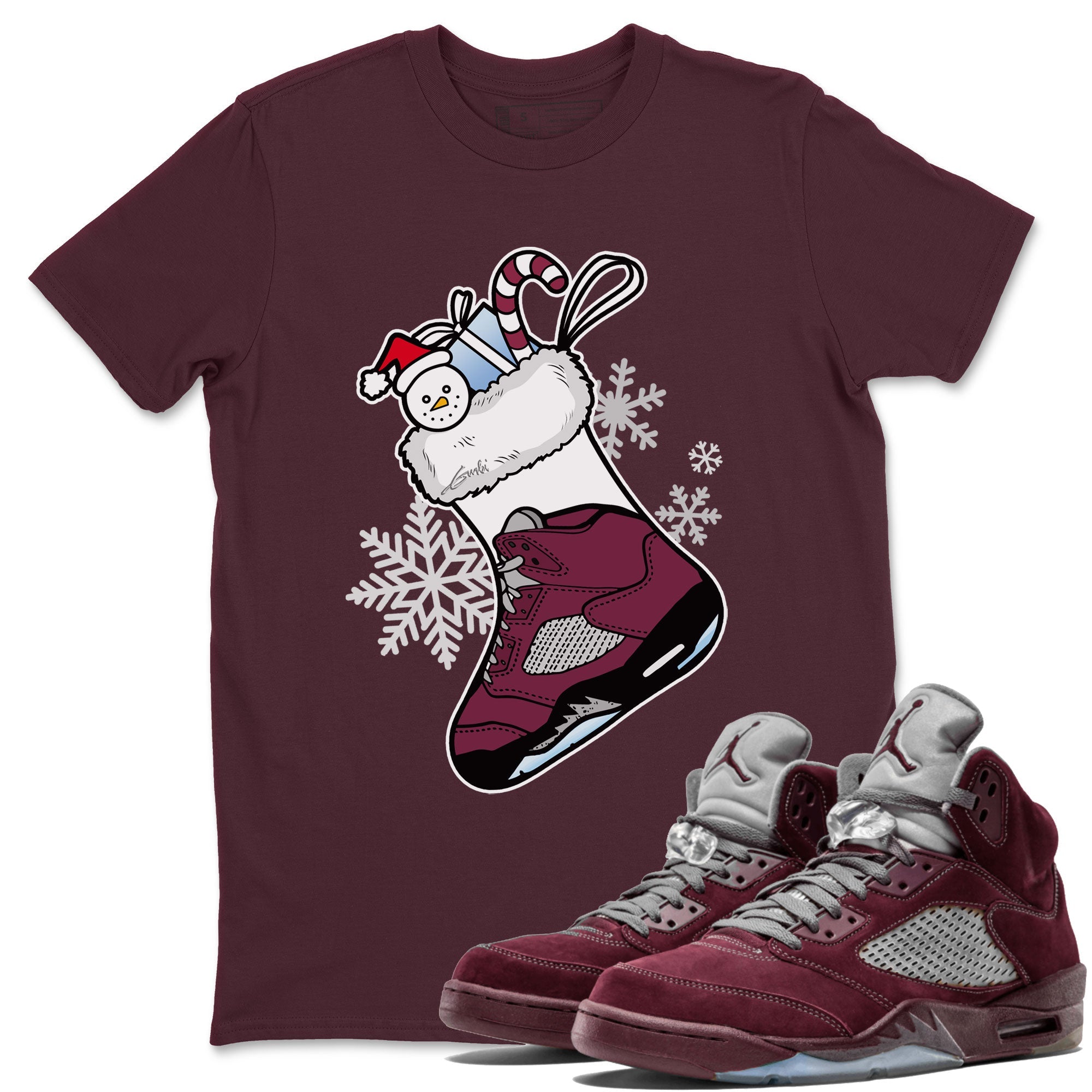 Air Jordan 5 Burgundy shirt to match jordans Sneaker Stocking sneaker match tees Air Jordan 5s Burgundy Drip Gear Zone Unisex Maroon 1 T-Shirt