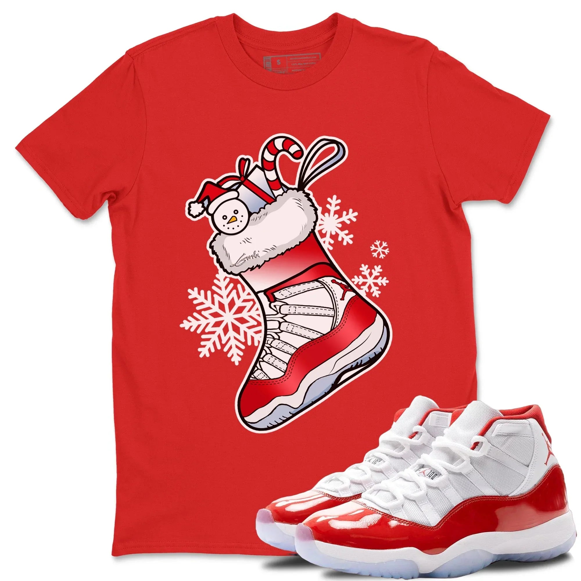 Jordan 11 Cherry Shirt To Match Jordans Sneaker Stocking Sneaker Tees Jordan 11 Cherry Drip Gear Zone Sneaker Matching Clothing Unisex Shirts