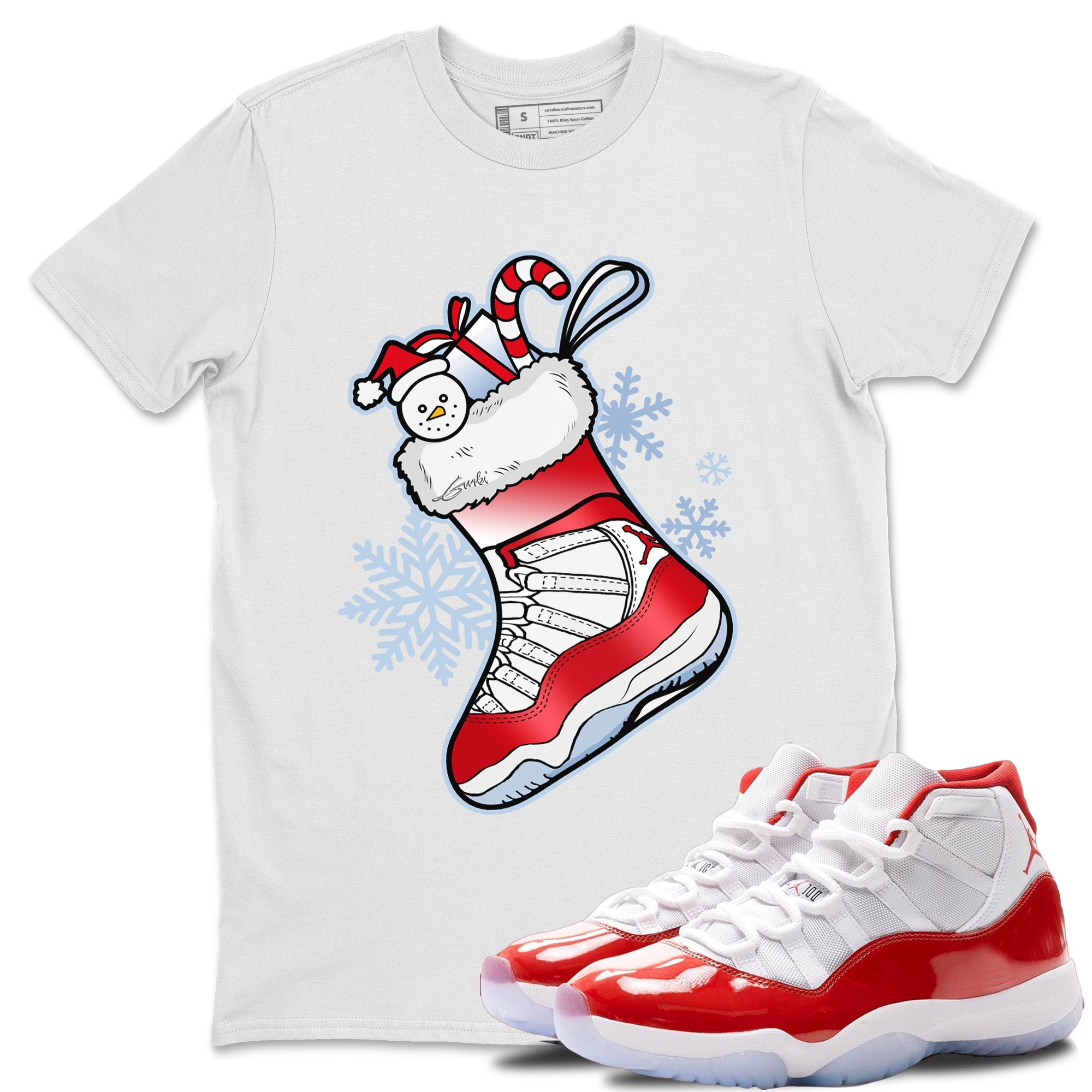 Jordan 11 Cherry Shirt To Match Jordans Sneaker Stocking Sneaker Tees Jordan 11 Cherry Drip Gear Zone Sneaker Matching Clothing Unisex Shirts