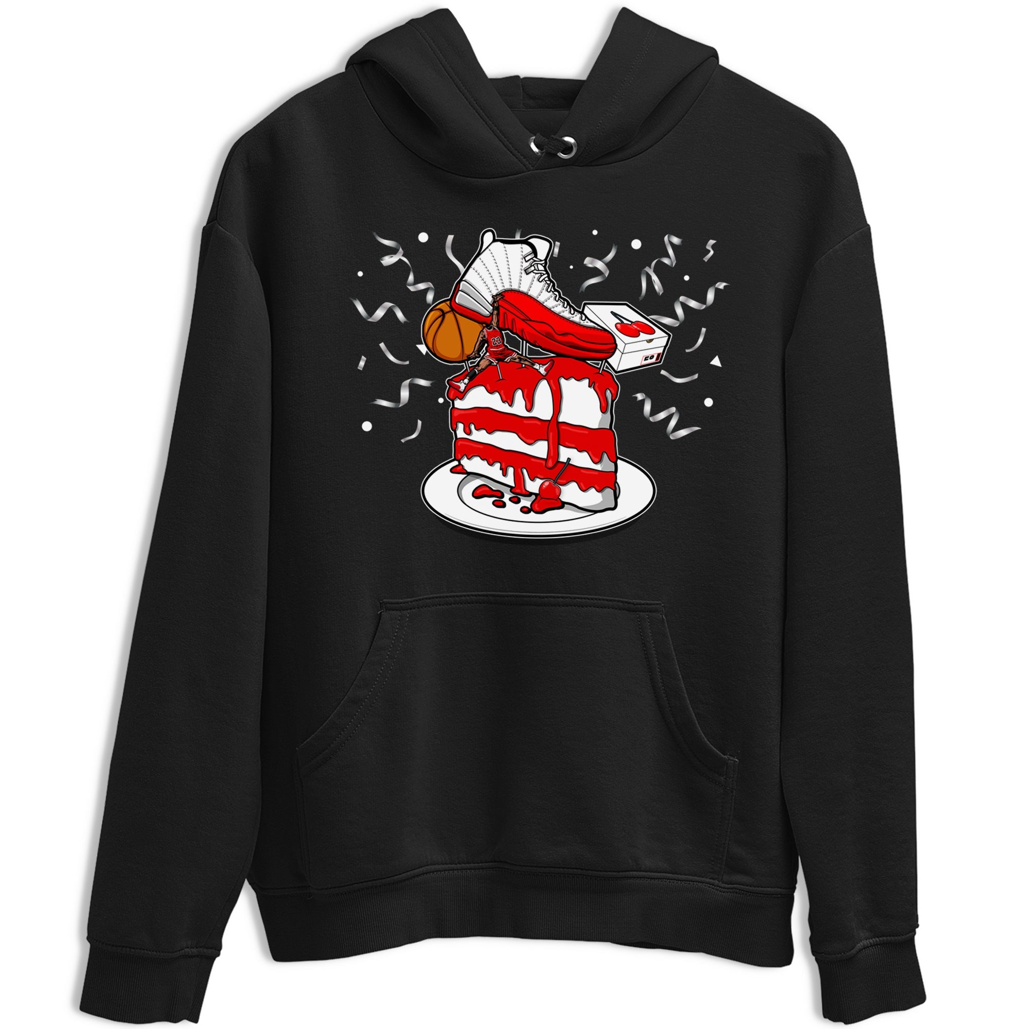 Jordan 12 Retro Cherry shirt to match jordans Varsity Red Sneaker Topper special sneaker matching tees 12s Cherry Drip Gear Zone Unisex Black 2 T-Shirt