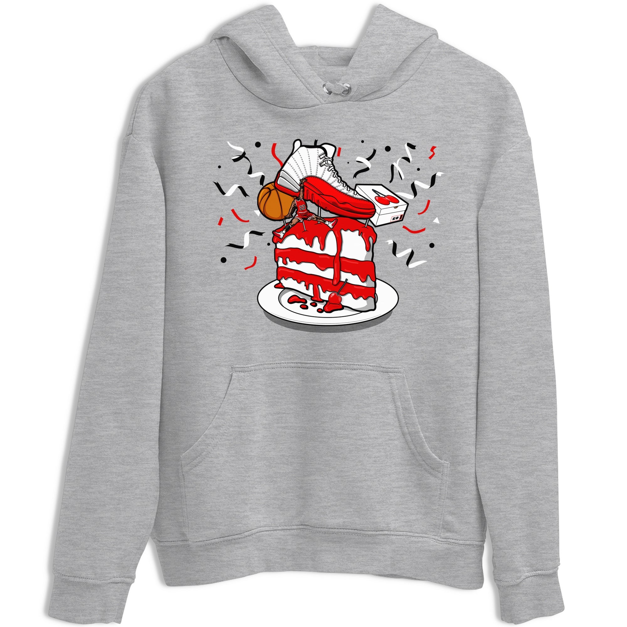 Jordan 12 Retro Cherry shirt to match jordans Varsity Red Sneaker Topper special sneaker matching tees 12s Cherry Drip Gear Zone Unisex Heather Grey 2 T-Shirt