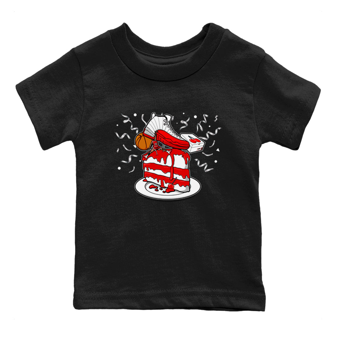 Jordan 12 Retro Cherry shirt to match jordans Varsity Red Sneaker Topper special sneaker matching tees 12s Cherry Drip Gear Zone Baby Toddler Black 2 T-Shirt