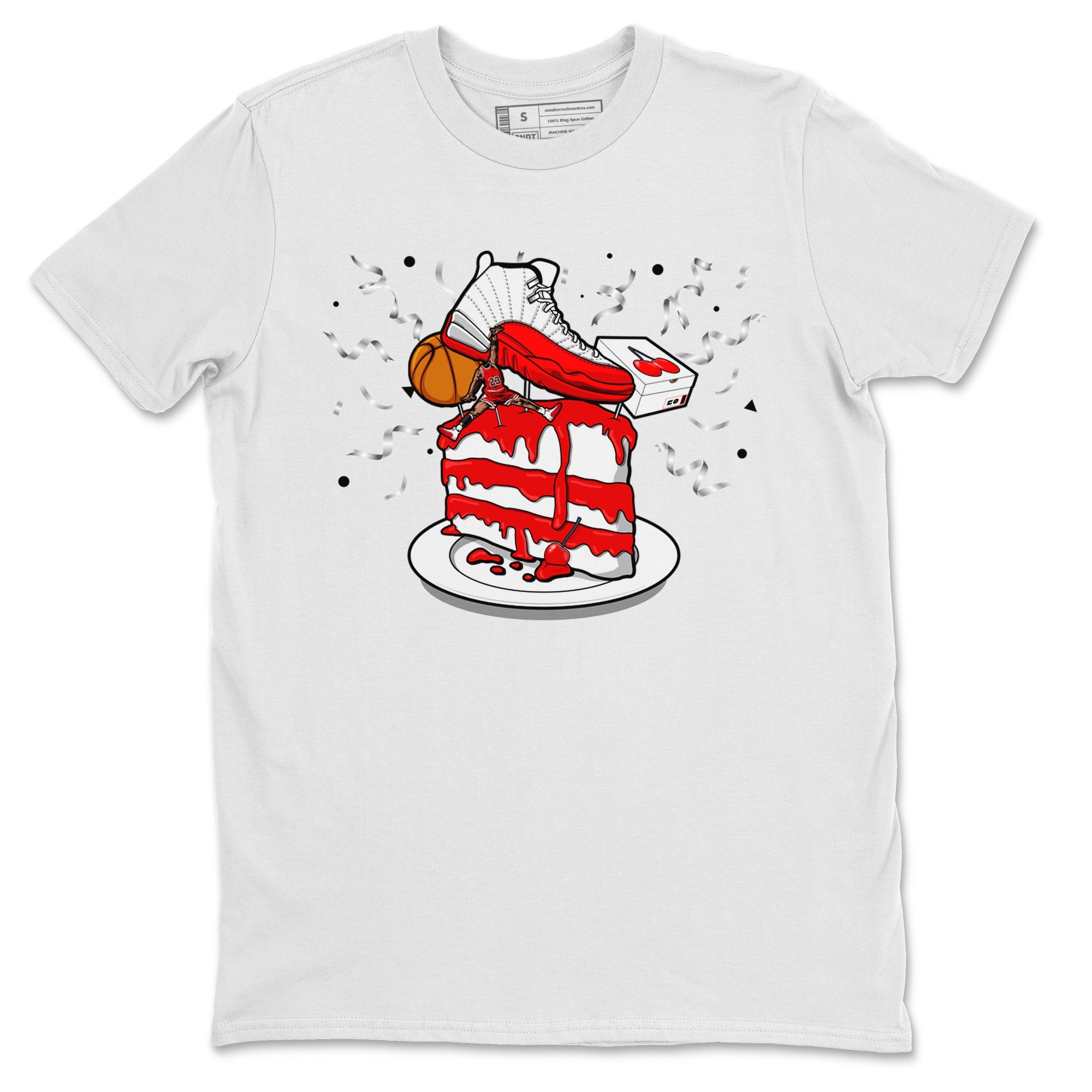 Jordan 12 Retro Cherry shirt to match jordans Varsity Red Sneaker Topper special sneaker matching tees 12s Cherry Drip Gear Zone Unisex White 2 T-Shirt