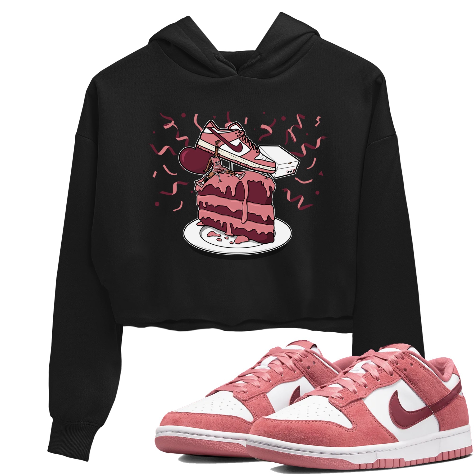 Dunk Valentine's Day shirt to match jordans streetwear brand Sneaker Topper sneaker tees Dunk Low Valentine's Day Drip Gear Zone Black 1 crop length shirt