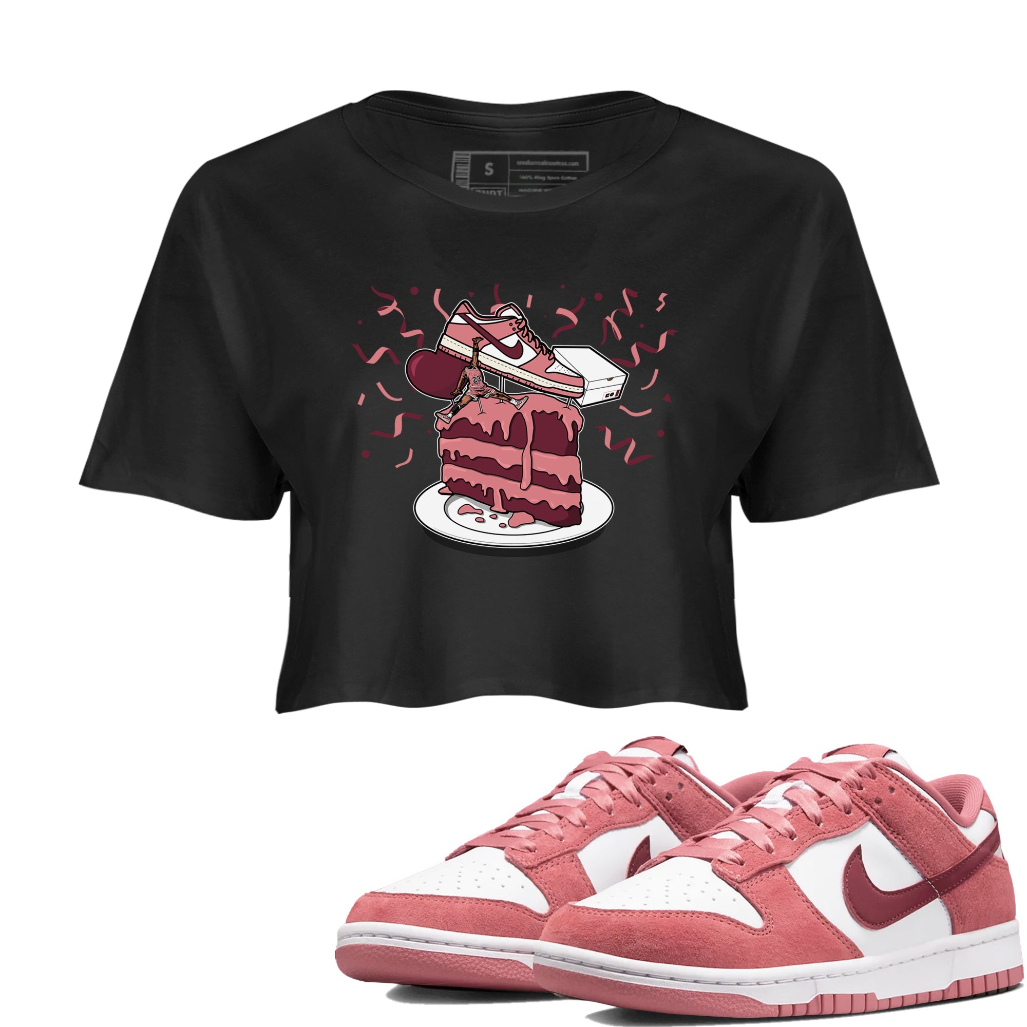Dunk Valentine's Day shirt to match jordans streetwear brand Sneaker Topper sneaker tees Dunk Low Valentine's Day Drip Gear Zone Black 1 crop length shirt
