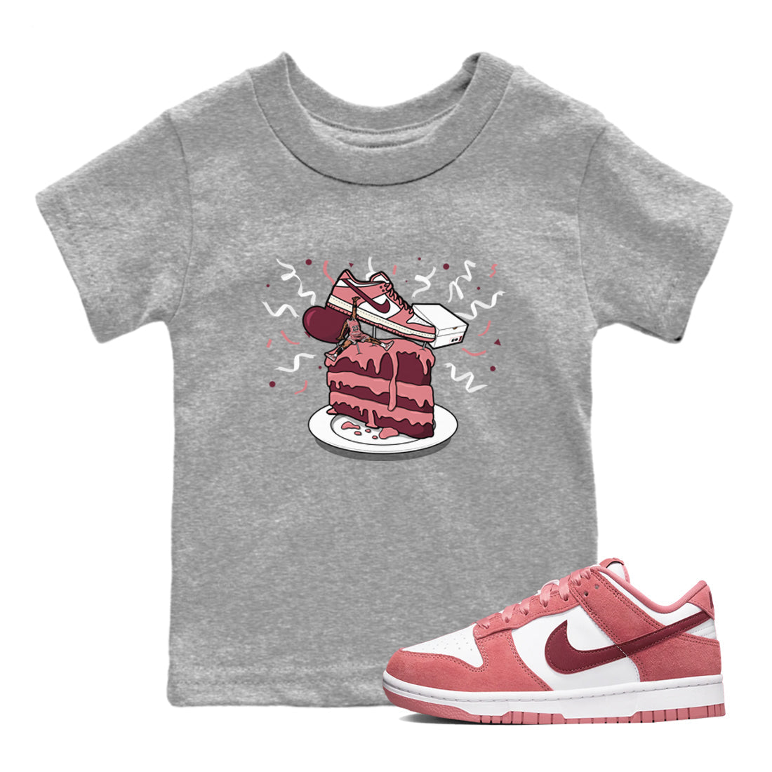 Dunk Valentine's Day shirt to match jordans streetwear brand Sneaker Topper sneaker tees Dunk Low Valentine's Day Drip Gear Zone baby toddler Heather Grey 1 cotton Shirt