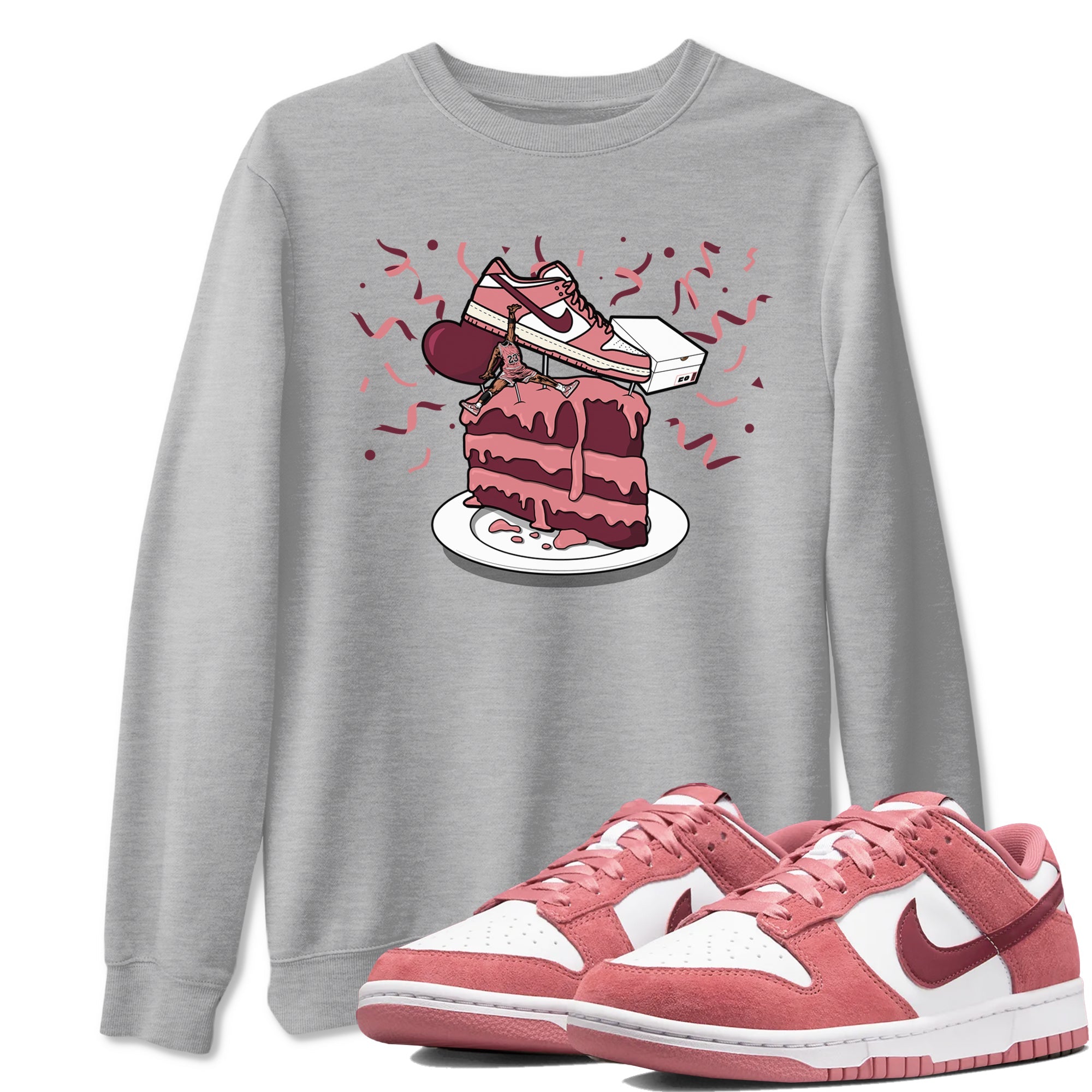 Dunk Valentine's Day shirt to match jordans streetwear brand Sneaker Topper sneaker tees Dunk Low Valentine's Day Drip Gear Zone unisex cotton Heather Grey 1 crew neck shirt
