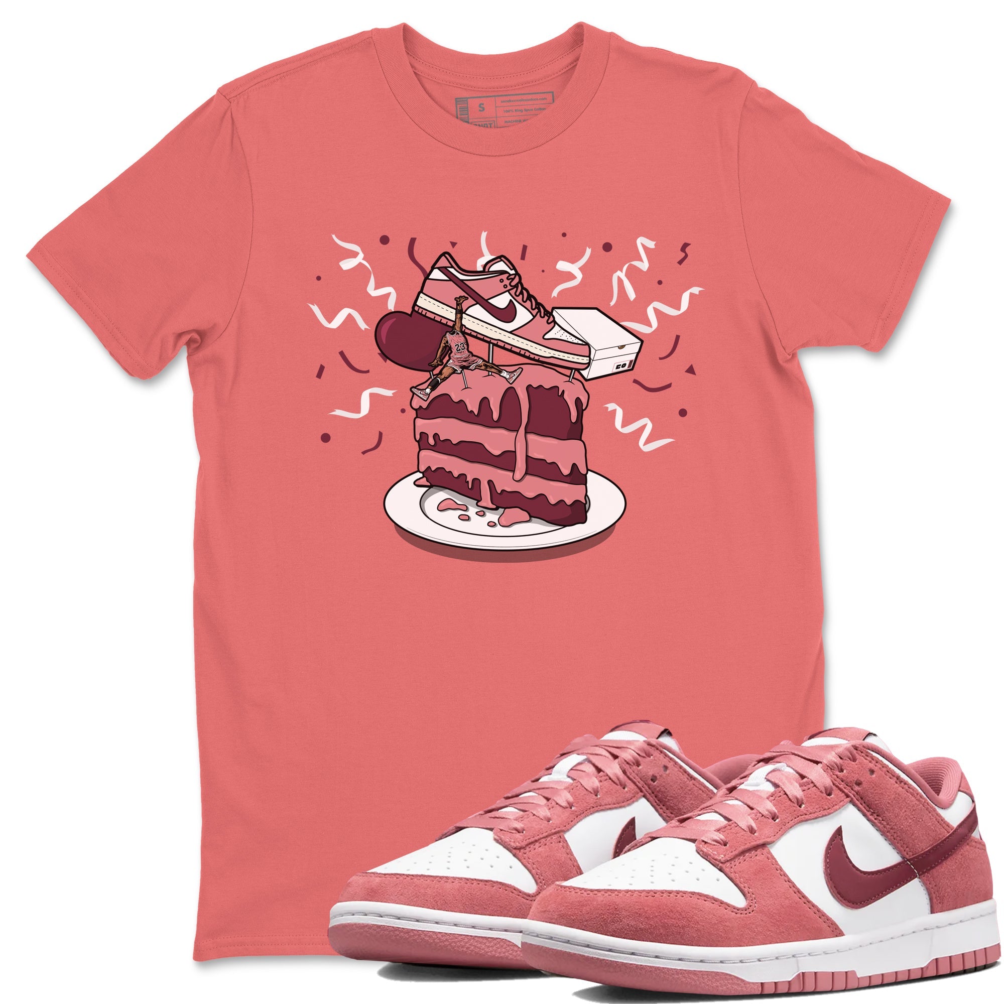 Dunk Valentine's Day shirt to match jordans streetwear brand Sneaker Topper sneaker tees Dunk Low Valentine's Day Drip Gear Zone unisex cotton Coral 1 crew neck shirt
