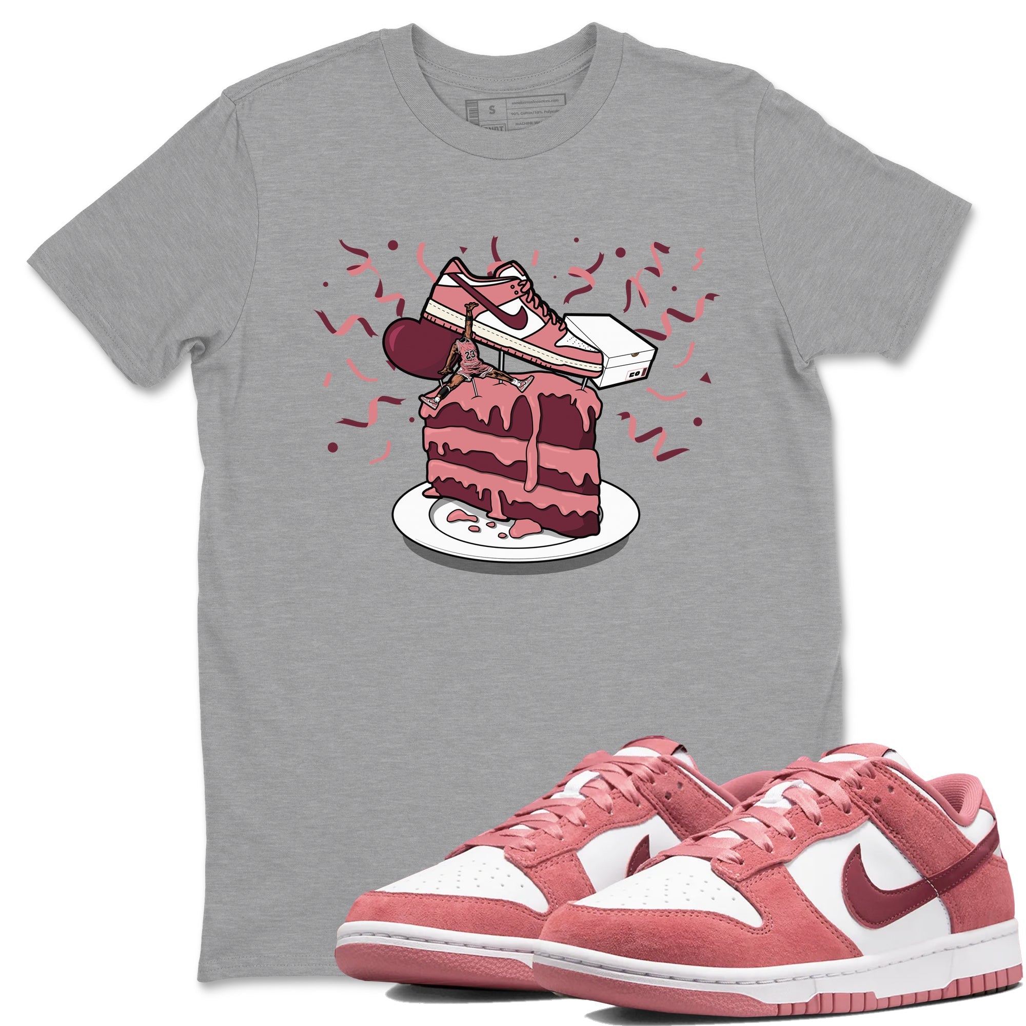 Dunk Valentine's Day shirt to match jordans streetwear brand Sneaker Topper sneaker tees Dunk Low Valentine's Day Drip Gear Zone unisex cotton Heather Grey 1 crew neck shirt