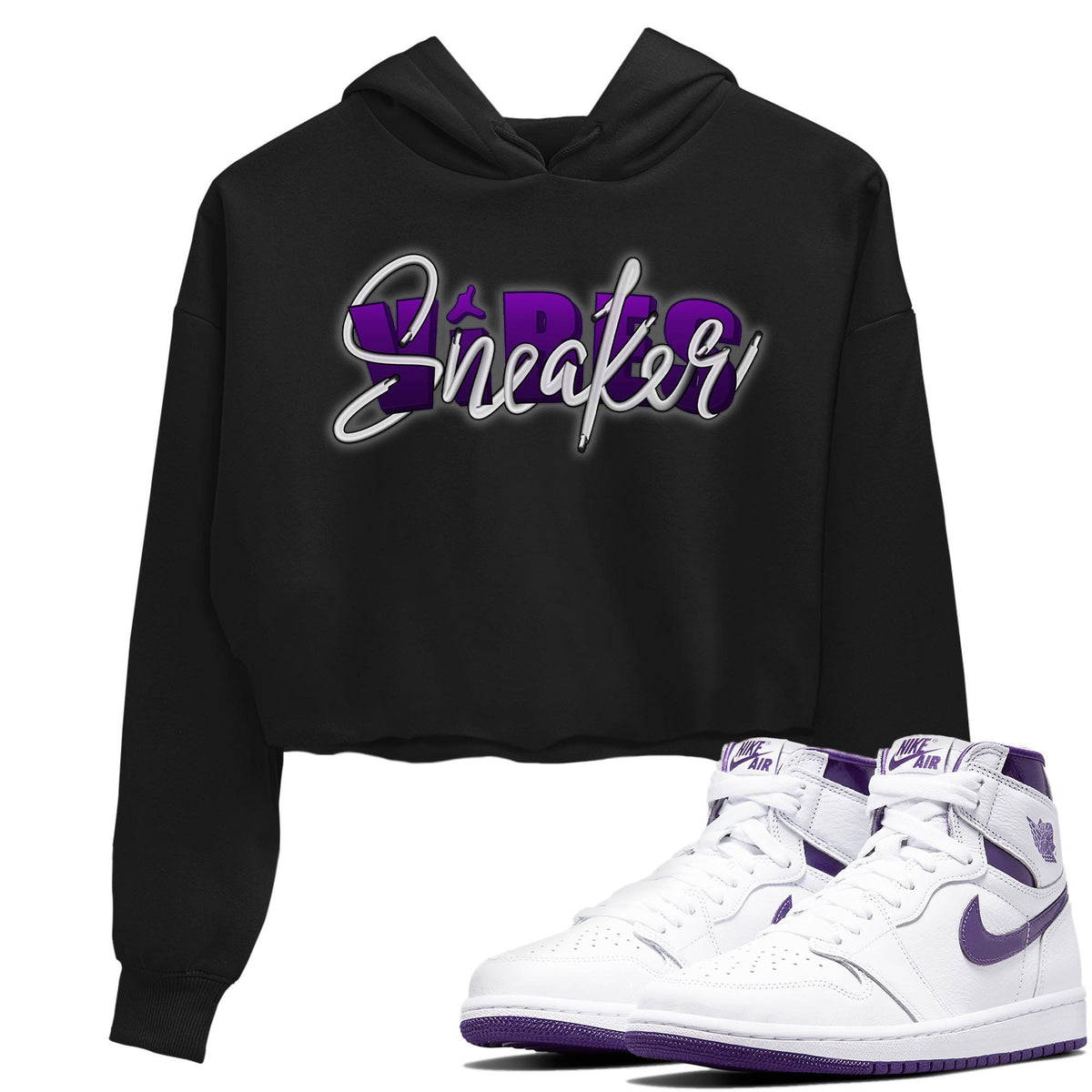 Jordan 1 WMNS Court Purple Sneaker Matching T-Shirt Sneaker Vibes Sneaker Tees Jordan 1 WMNS Court Purple Sneaker Release Tees Women's Shirts