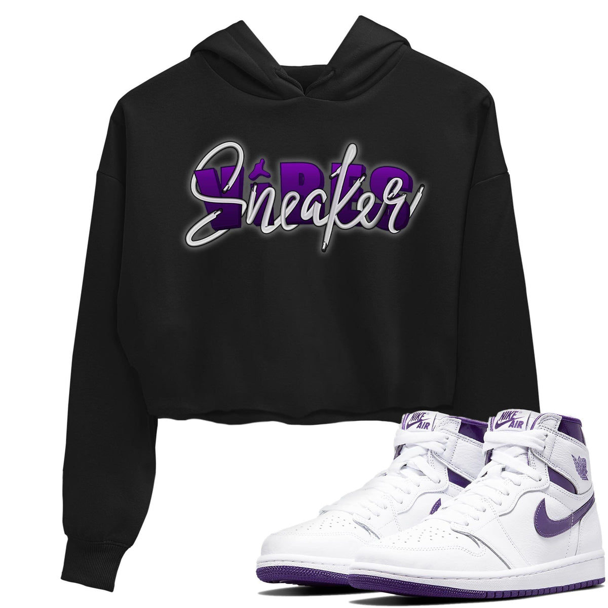 Jordan 1 WMNS Court Purple Sneaker Matching T-Shirt Sneaker Vibes Sneaker Tees Jordan 1 WMNS Court Purple Sneaker Release Tees Women's Shirts