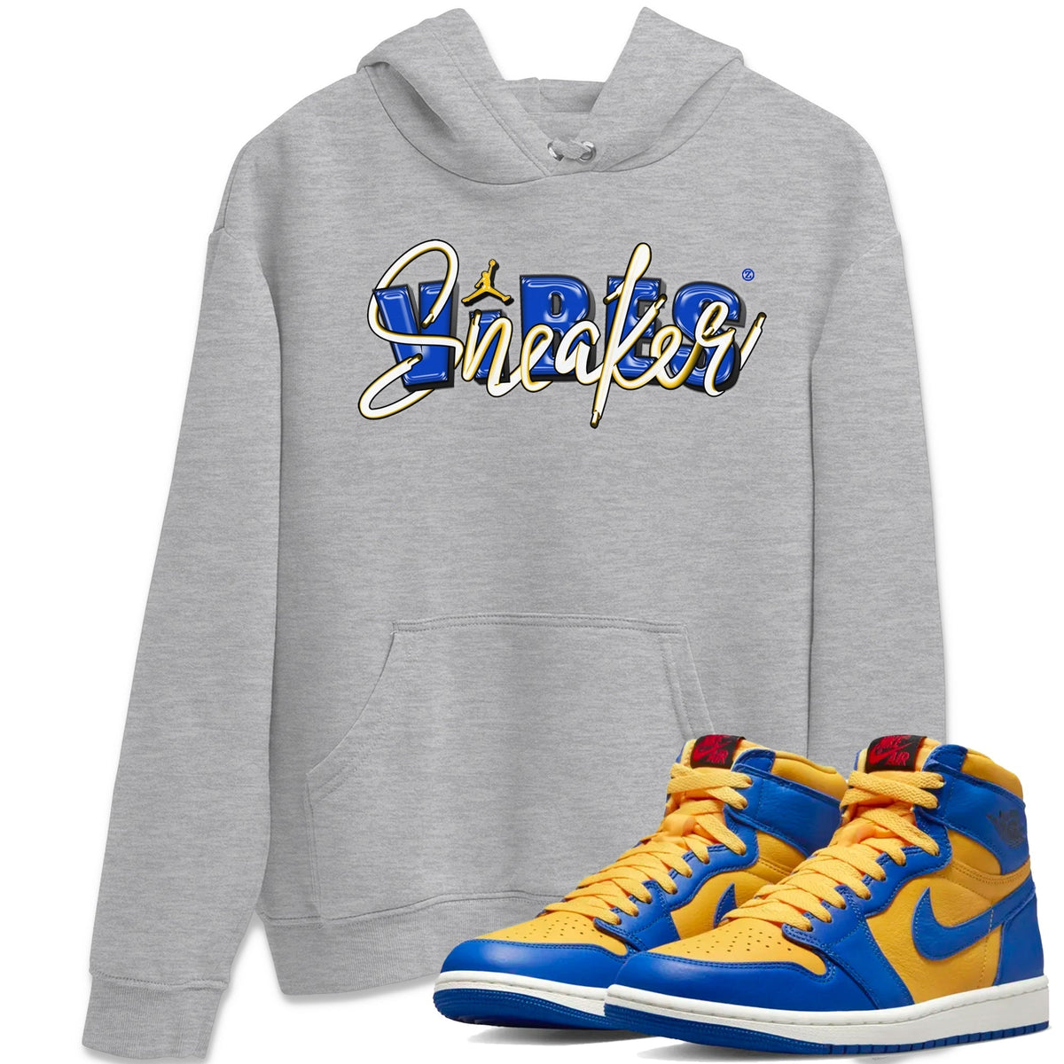 Jordan 1 Game Royal and Varsity Maize Sneaker Matching T-Shirt Sneaker Vibes Sneaker Tees Jordan 1 Game Royal and Varsity Maize Sneaker Release Tees Crew Neck Tees