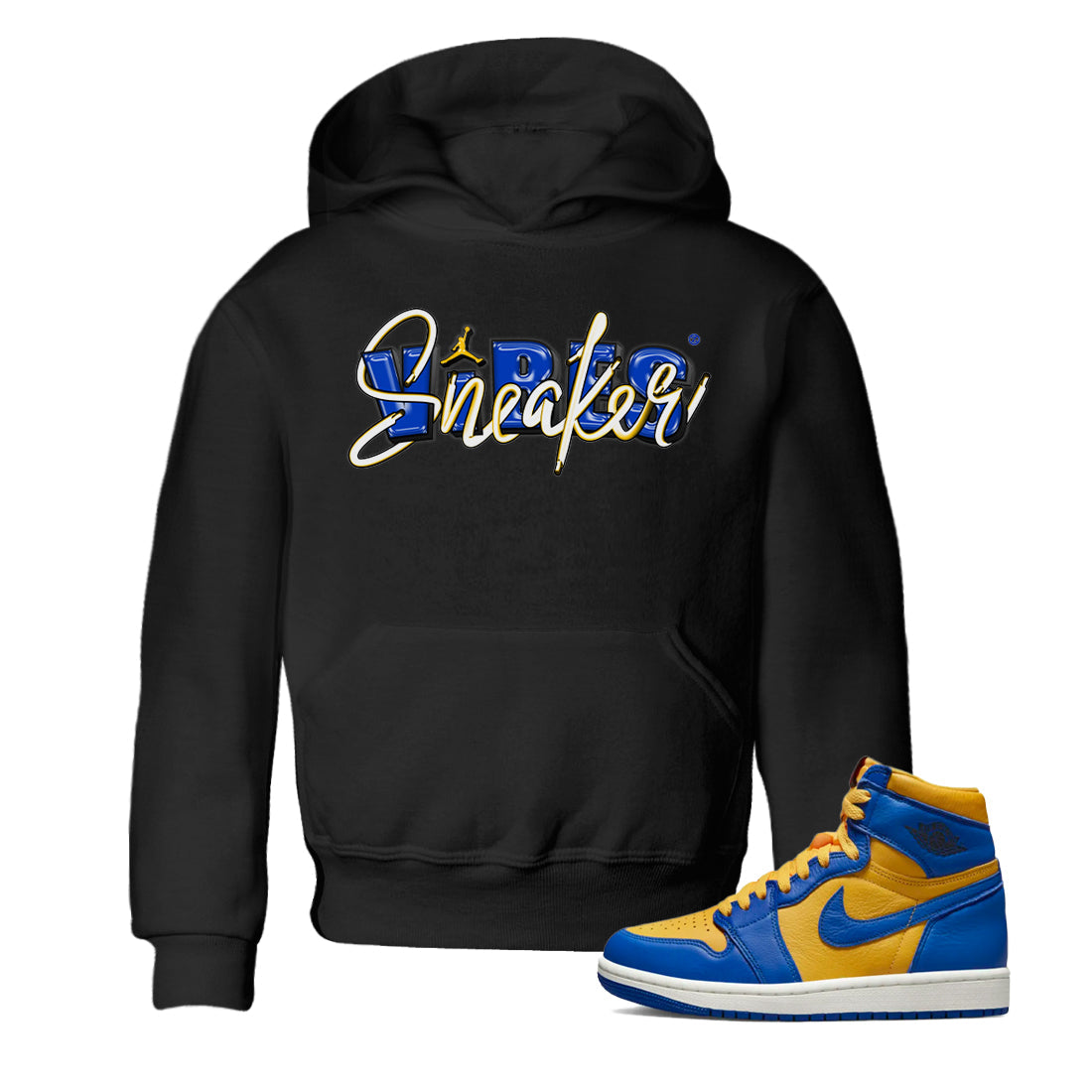 Jordan 1 Game Royal and Varsity Maize Sneaker Matching T-Shirt Sneaker Vibes Sneaker Tees Jordan 1 Game Royal and Varsity Maize Sneaker Release Tees Kids Shirts
