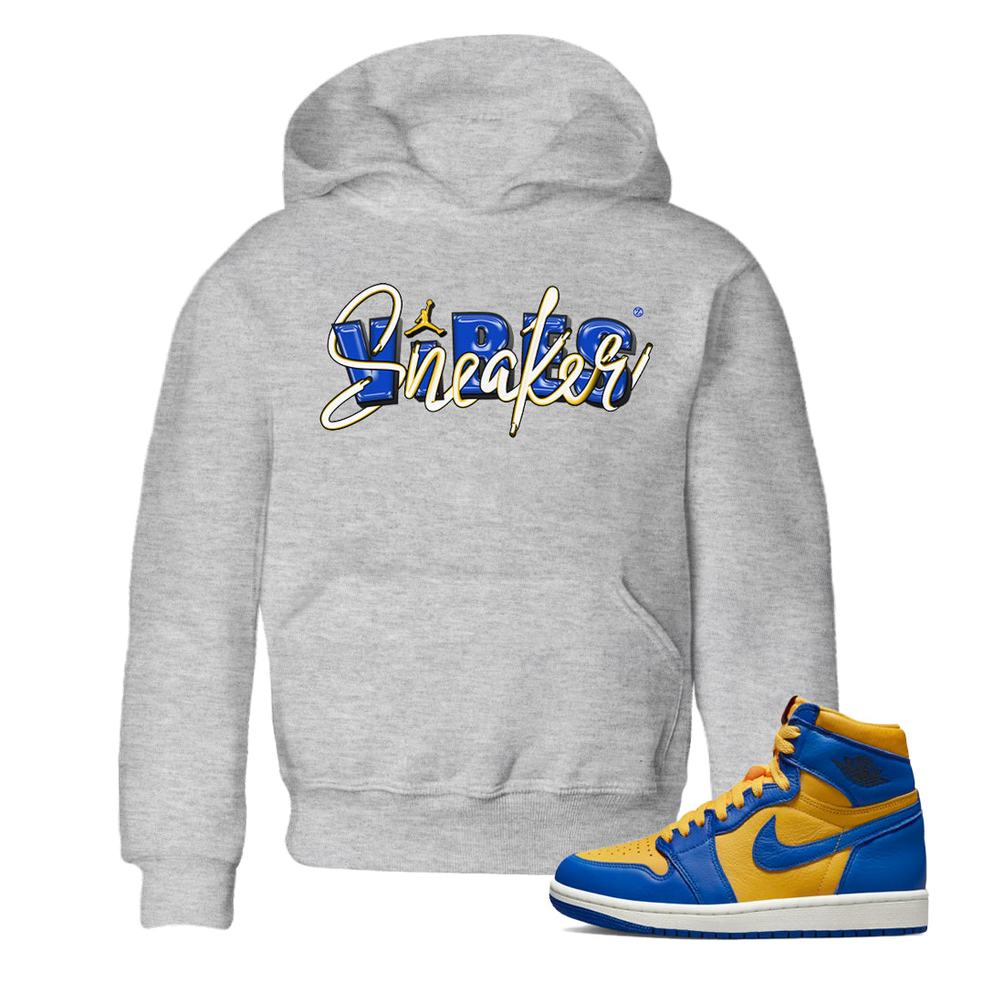 Jordan 1 Game Royal and Varsity Maize Sneaker Matching T-Shirt Sneaker Vibes Sneaker Tees Jordan 1 Game Royal and Varsity Maize Sneaker Release Tees Kids Shirts