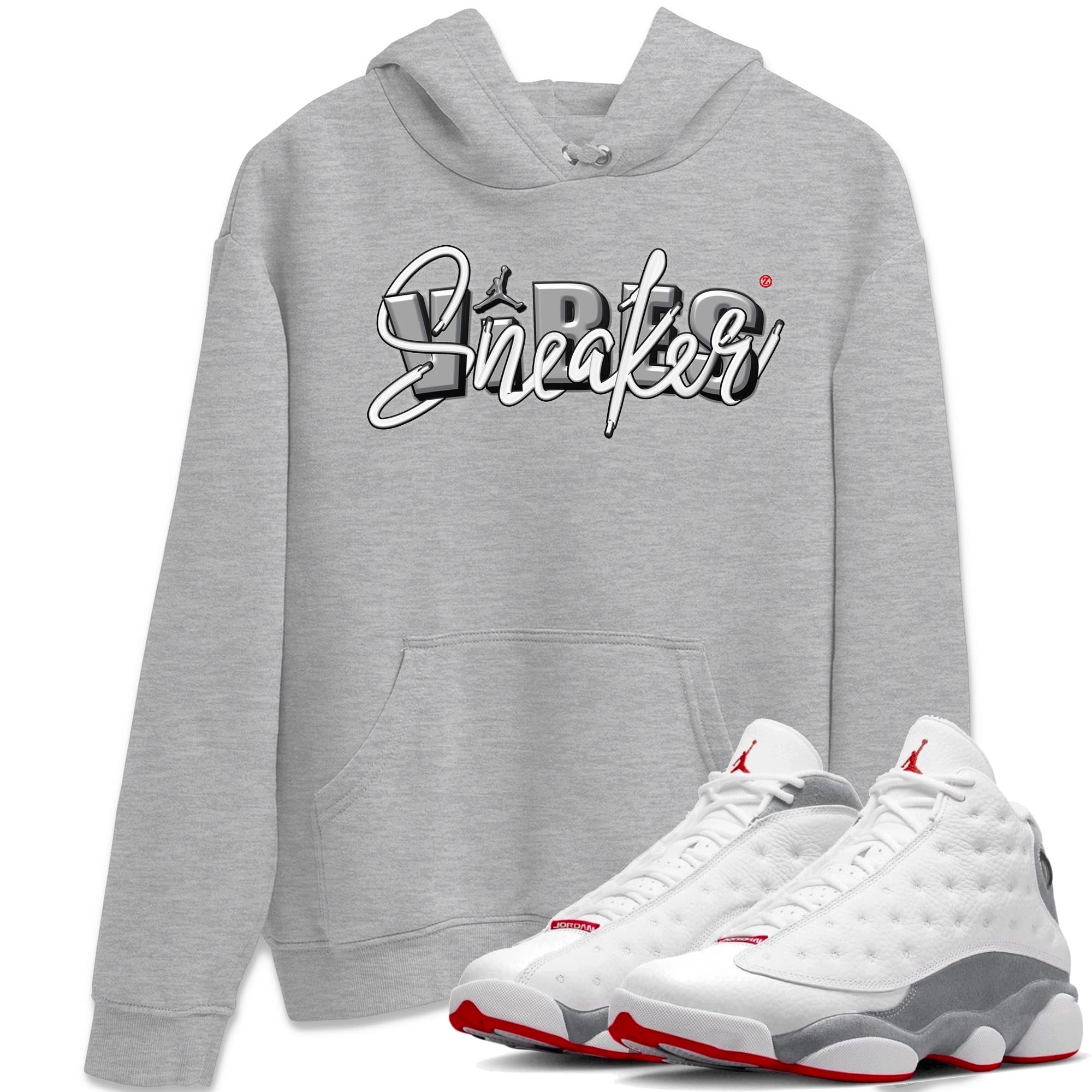 AJ13 Wolf Grey Sneaker Match Tees Sneaker Vibes Streetwear Sneaker Shirt Air Jordan 13 Wolf Grey Drip Gear Zone Sneaker Matching Clothing Unisex Shirts Heather Grey 1