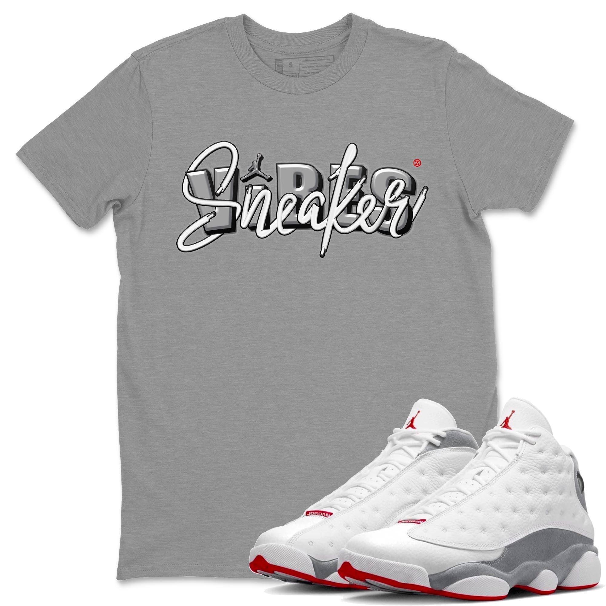 AJ13 Wolf Grey Sneaker Match Tees Sneaker Vibes Streetwear Sneaker Shirt Air Jordan 13 Wolf Grey Drip Gear Zone Sneaker Matching Clothing Unisex Shirts Heather Grey 1