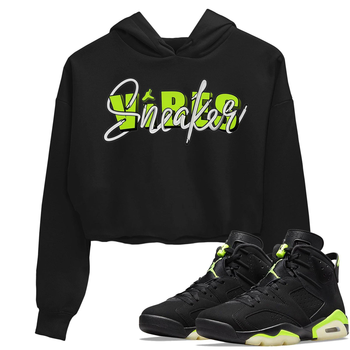 Jordan 6 Electric Green Sneaker Matching T-Shirt Sneaker Vibes Sneaker Tees Jordan 6 Electric Green Sneaker Release Tees Women's Shirts