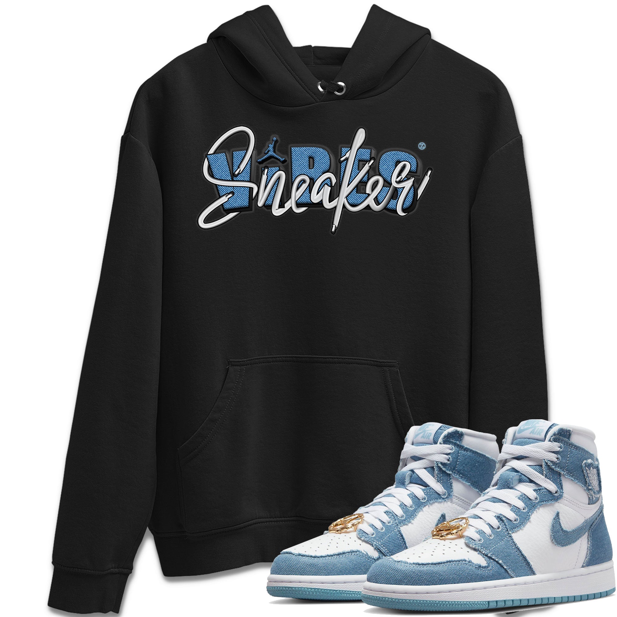 Jordan 1 Denim Sneaker Matching T-Shirt Sneaker Vibes Sneaker Tees Jordan 1 Denim Sneaker Release Tees Crew Neck Tees