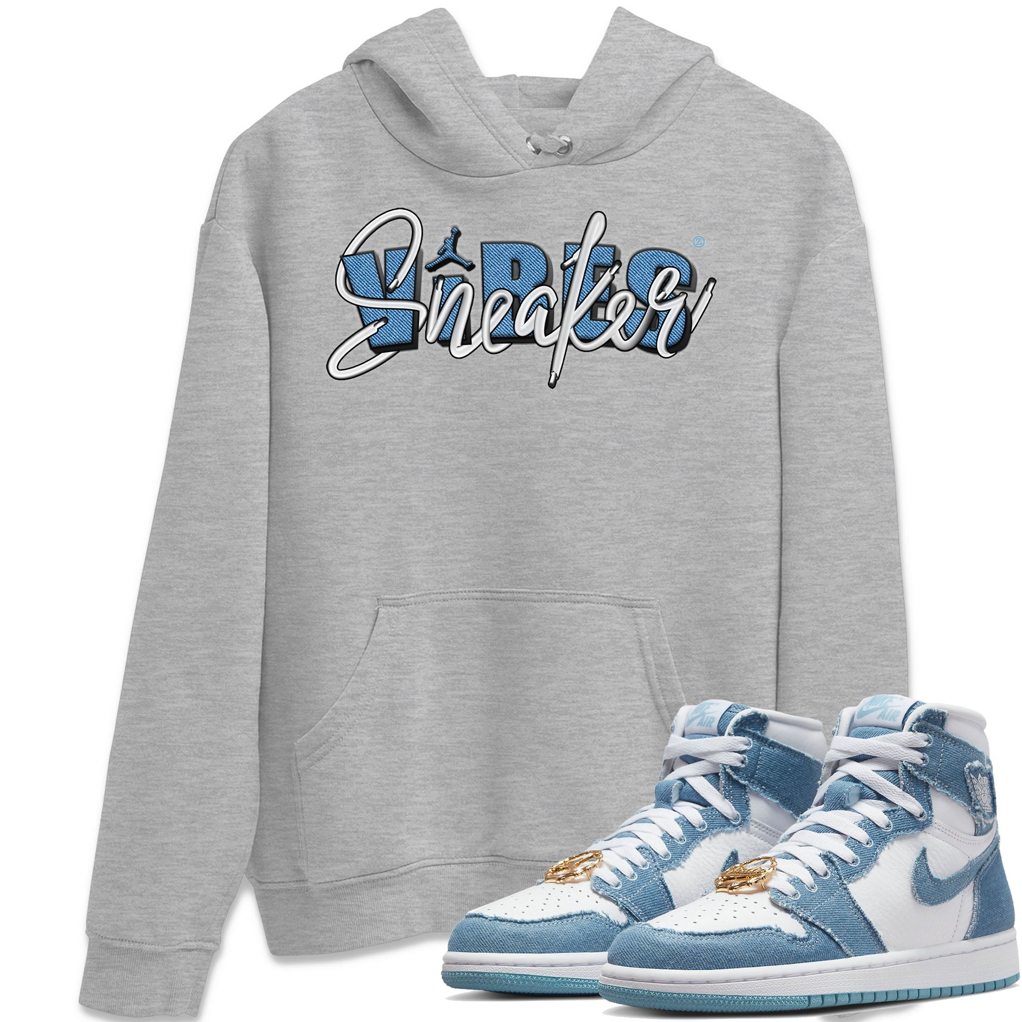 Jordan 1 Denim Sneaker Matching T-Shirt Sneaker Vibes Sneaker Tees Jordan 1 Denim Sneaker Release Tees Crew Neck Tees