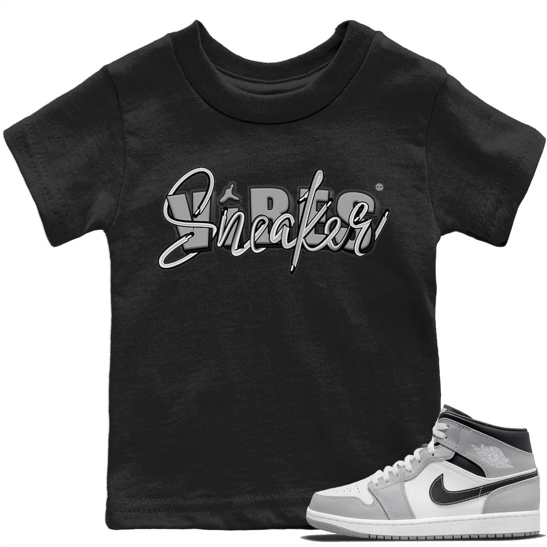 Jordan 1 Light Smoke Grey Sneaker Matching T-Shirt Sneaker Vibes Sneaker Tees Jordan 1 Light Smoke Grey Sneaker Release Tees Kids Shirts