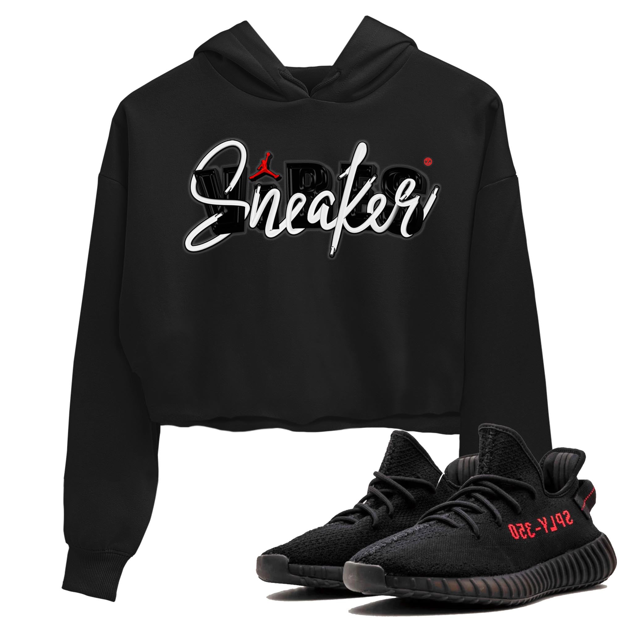 Yeezy 350 Bred shirt to match jordans Sneaker Vibes Streetwear Sneaker Shirt Yeezy Boost 350 V2 Bred Drip Gear Zone Sneaker Matching Clothing Black 1 Crop T-Shirt