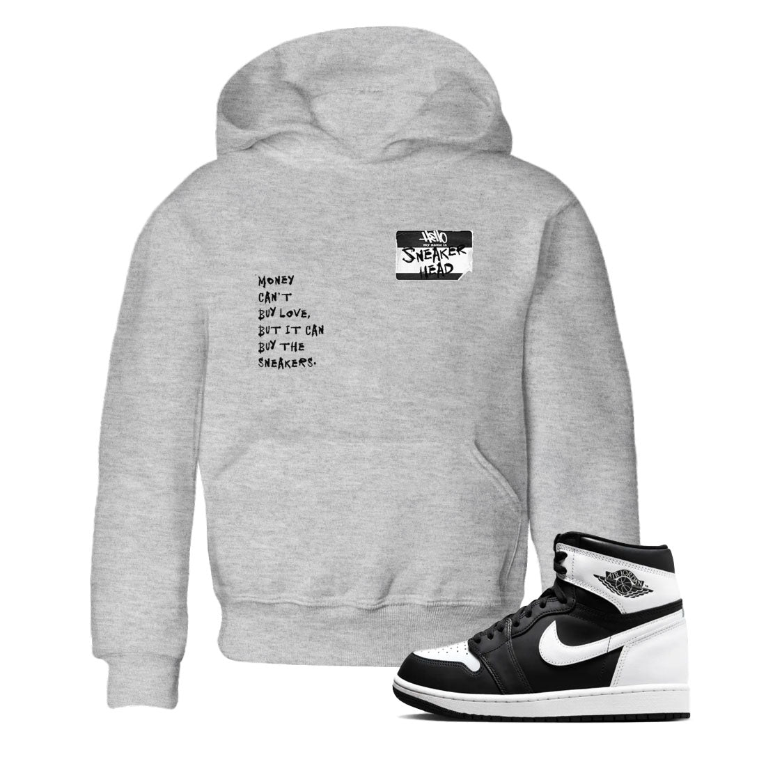 Air Jordan 1 High OG Black White shirt to match jordans streetwear brand Sneakerhead Badge sneaker tees Air Jordan 1 Black White Drip Gear Zone baby toddler Heather Grey 1 cotton Shirt