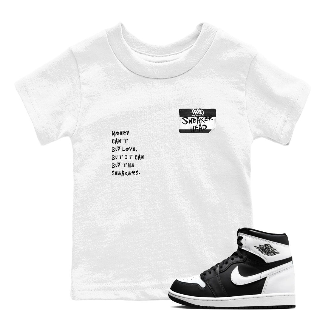 Air Jordan 1 High OG Black White shirt to match jordans streetwear brand Sneakerhead Badge sneaker tees Air Jordan 1 Black White Drip Gear Zone baby toddler White 1 cotton Shirt