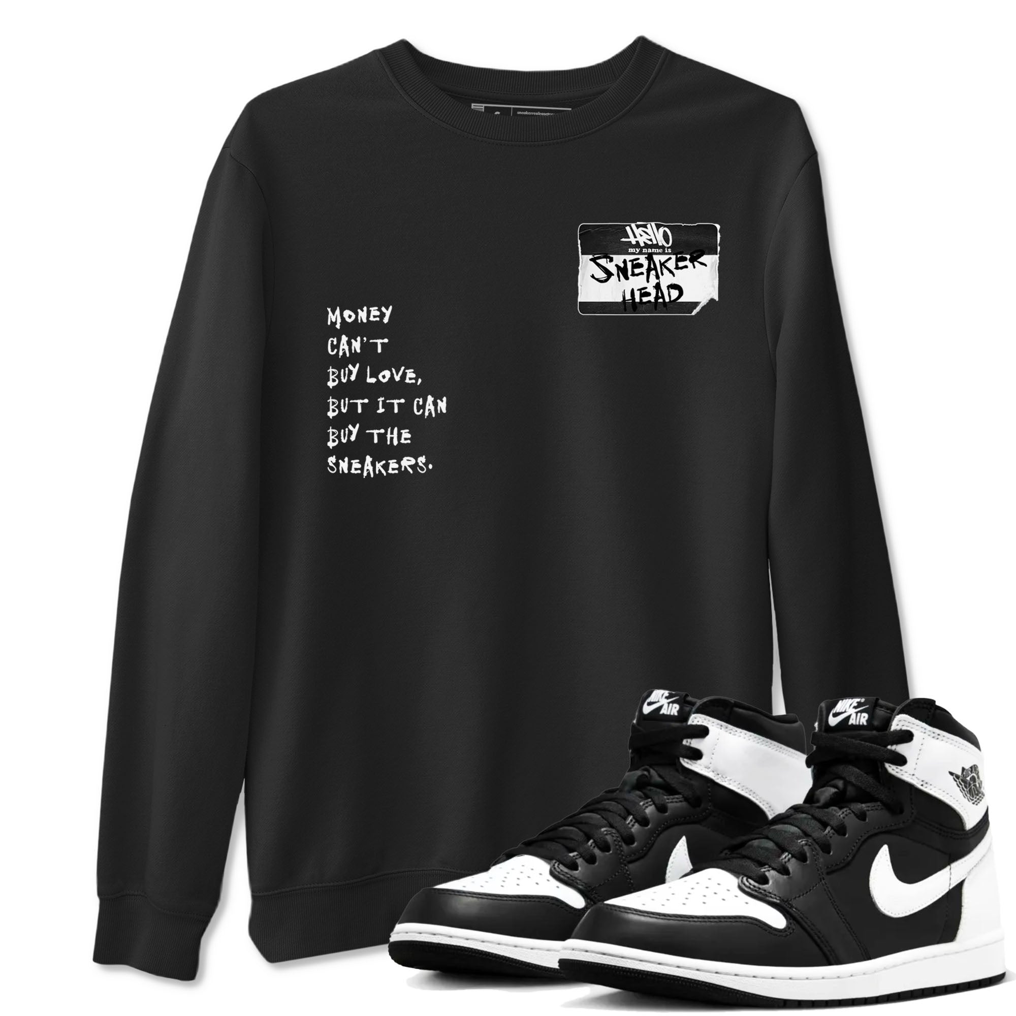 Air Jordan 1 High OG Black White shirt to match jordans streetwear brand Sneakerhead Badge sneaker tees Air Jordan 1 Black White Drip Gear Zone unisex cotton Black 1 crew neck shirt