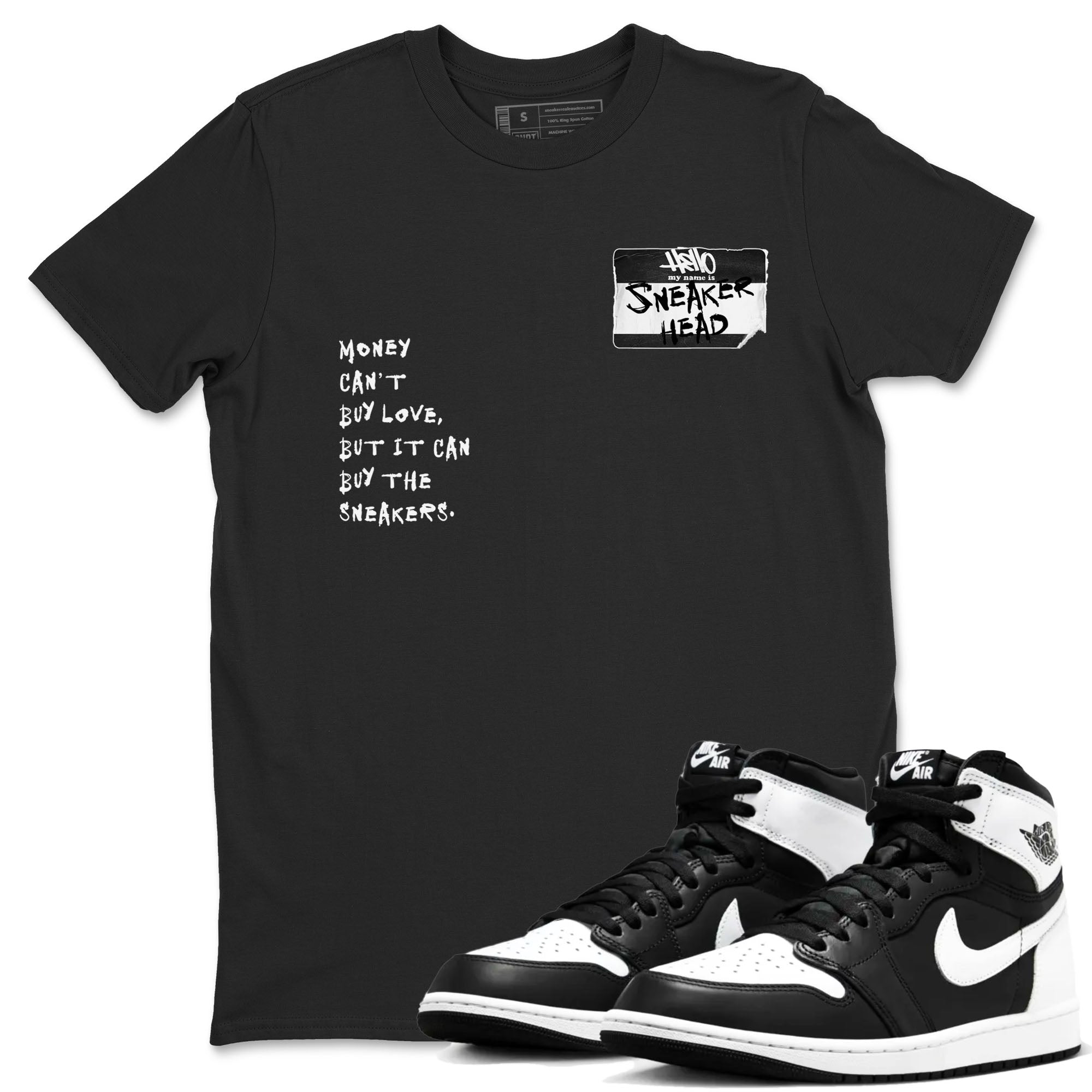 Air Jordan 1 High OG Black White shirt to match jordans streetwear brand Sneakerhead Badge sneaker tees Air Jordan 1 Black White Drip Gear Zone unisex cotton Black 1 crew neck shirt