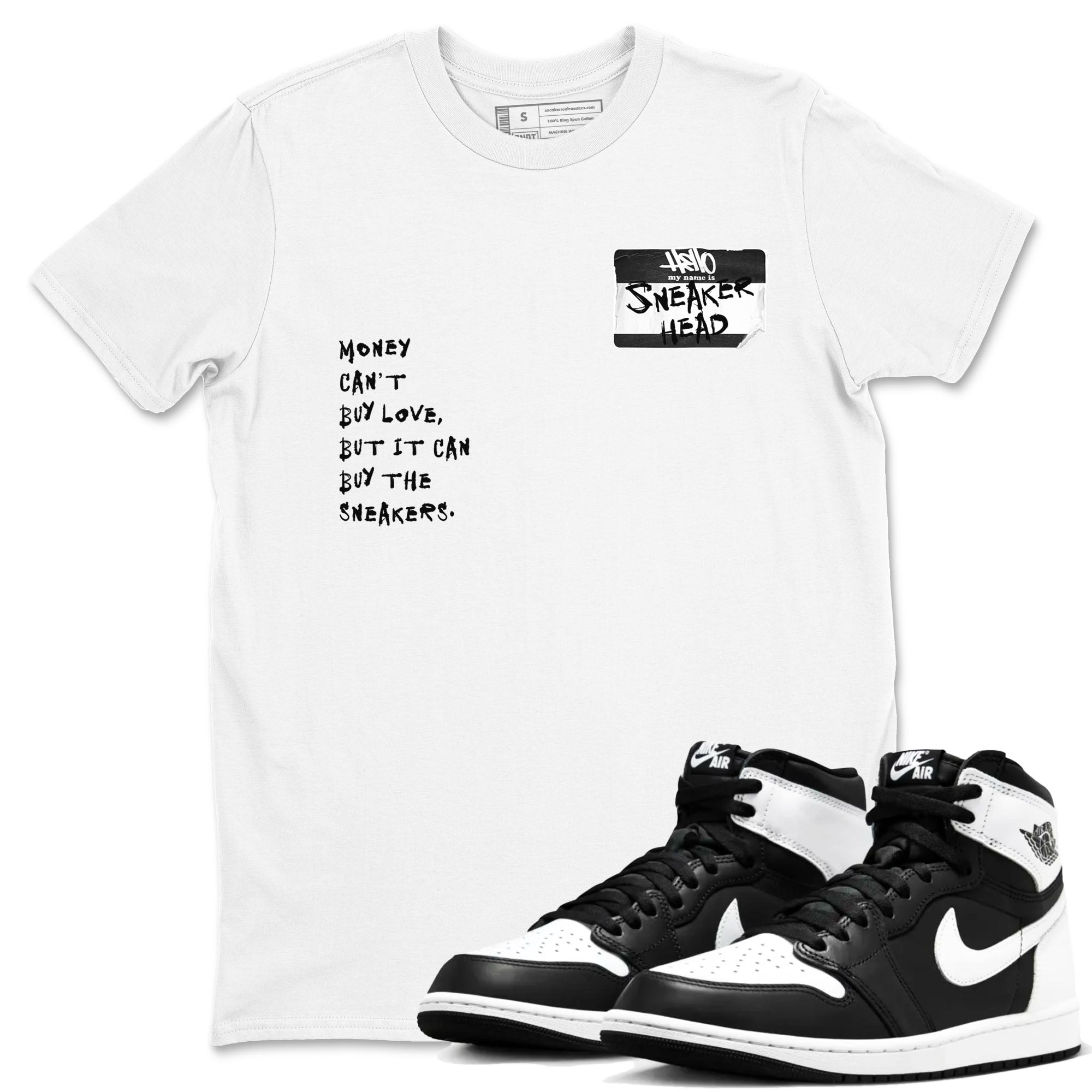 Air Jordan 1 High OG Black White shirt to match jordans streetwear brand Sneakerhead Badge sneaker tees Air Jordan 1 Black White Drip Gear Zone unisex cotton White 1 crew neck shirt