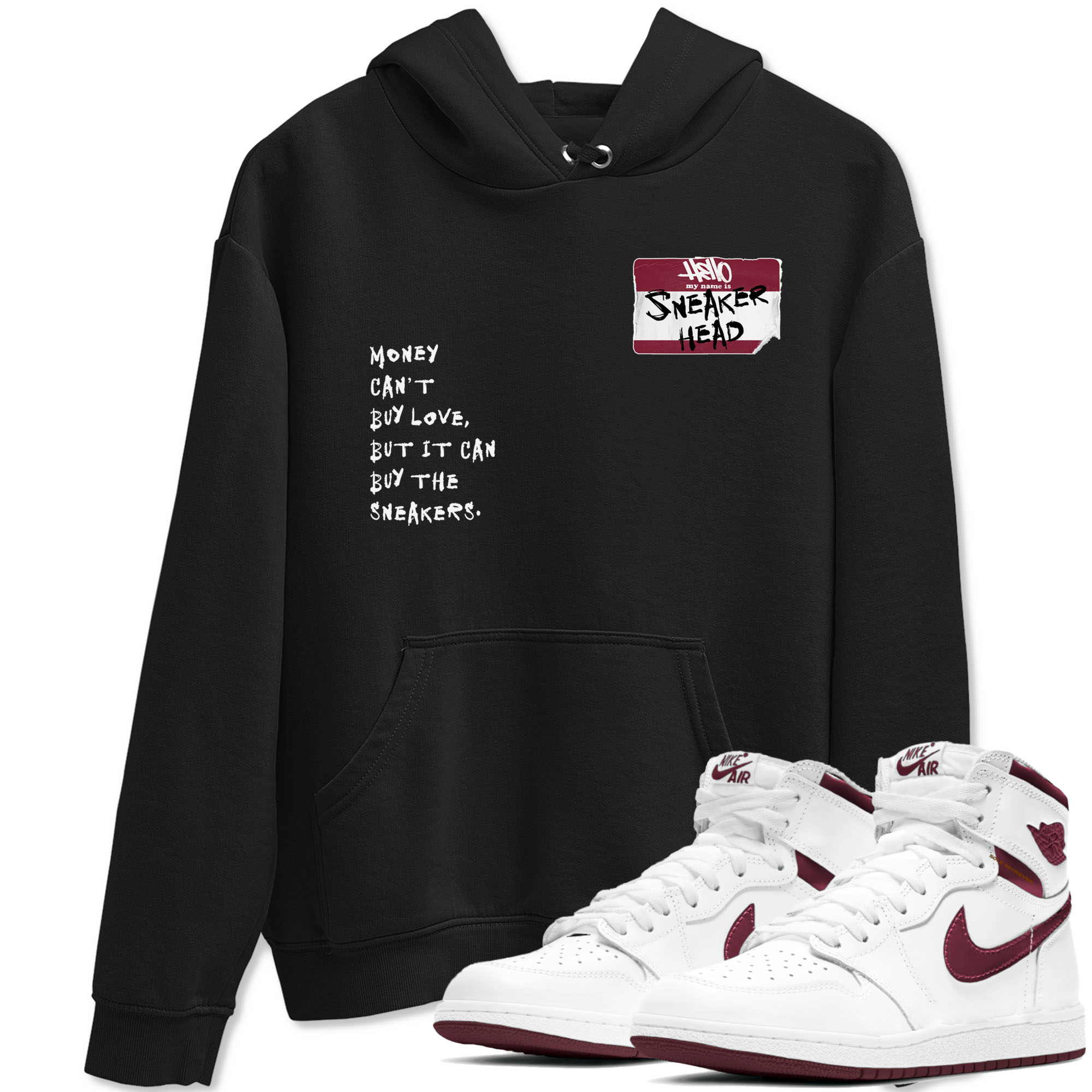 1s Metallic Burgundy shirt to match jordans streetwear brand Sneakerhead Badge sneaker tees Air Jordan 1 Metallic Burgundy Drip Gear Zone unisex cotton Black 1 crew neck shirt