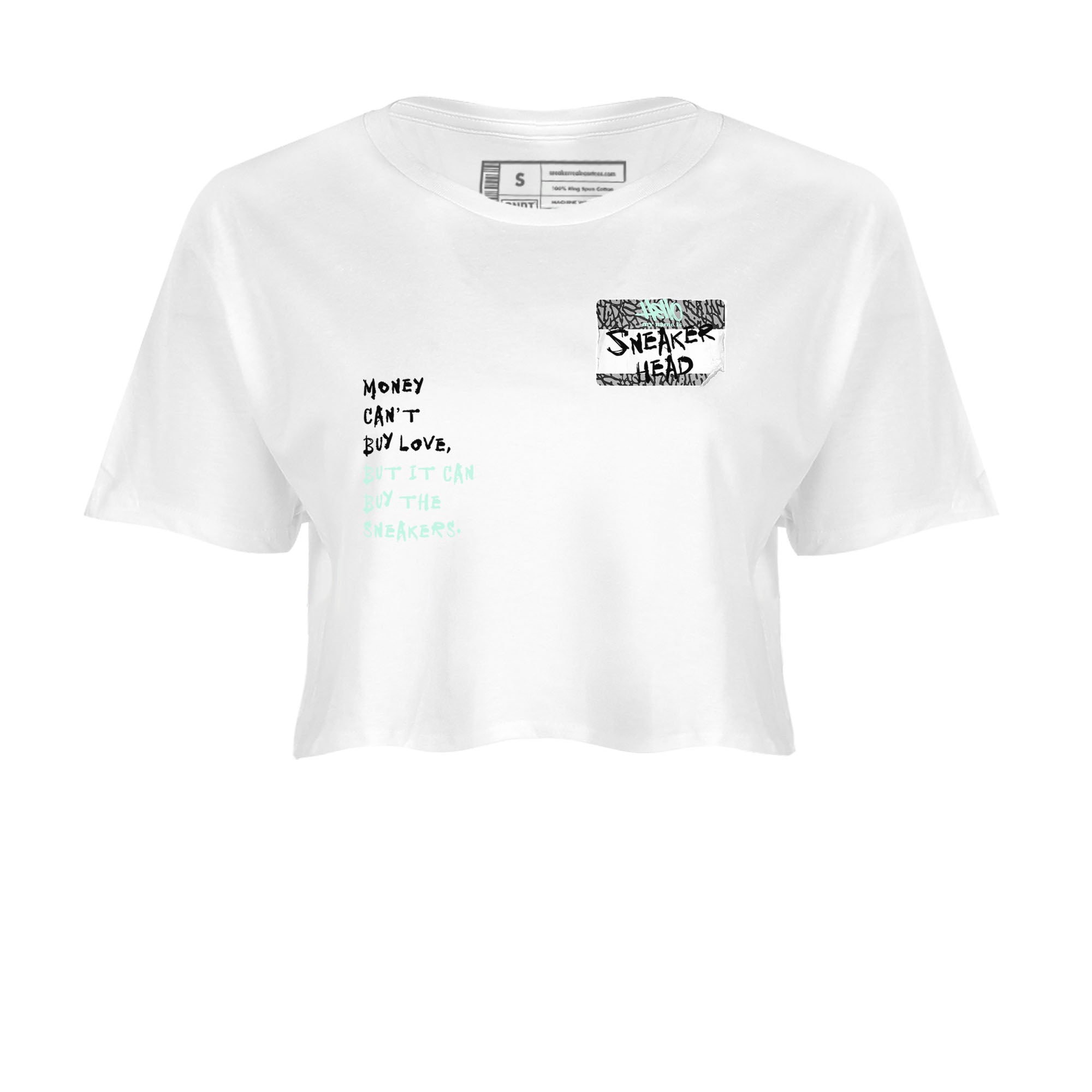 3s Green Glow shirt to match jordans Sneakerhead Badge sneaker tees Air Jordan 3 Green Glow Drip Gear Zone White 2 crop length shirt