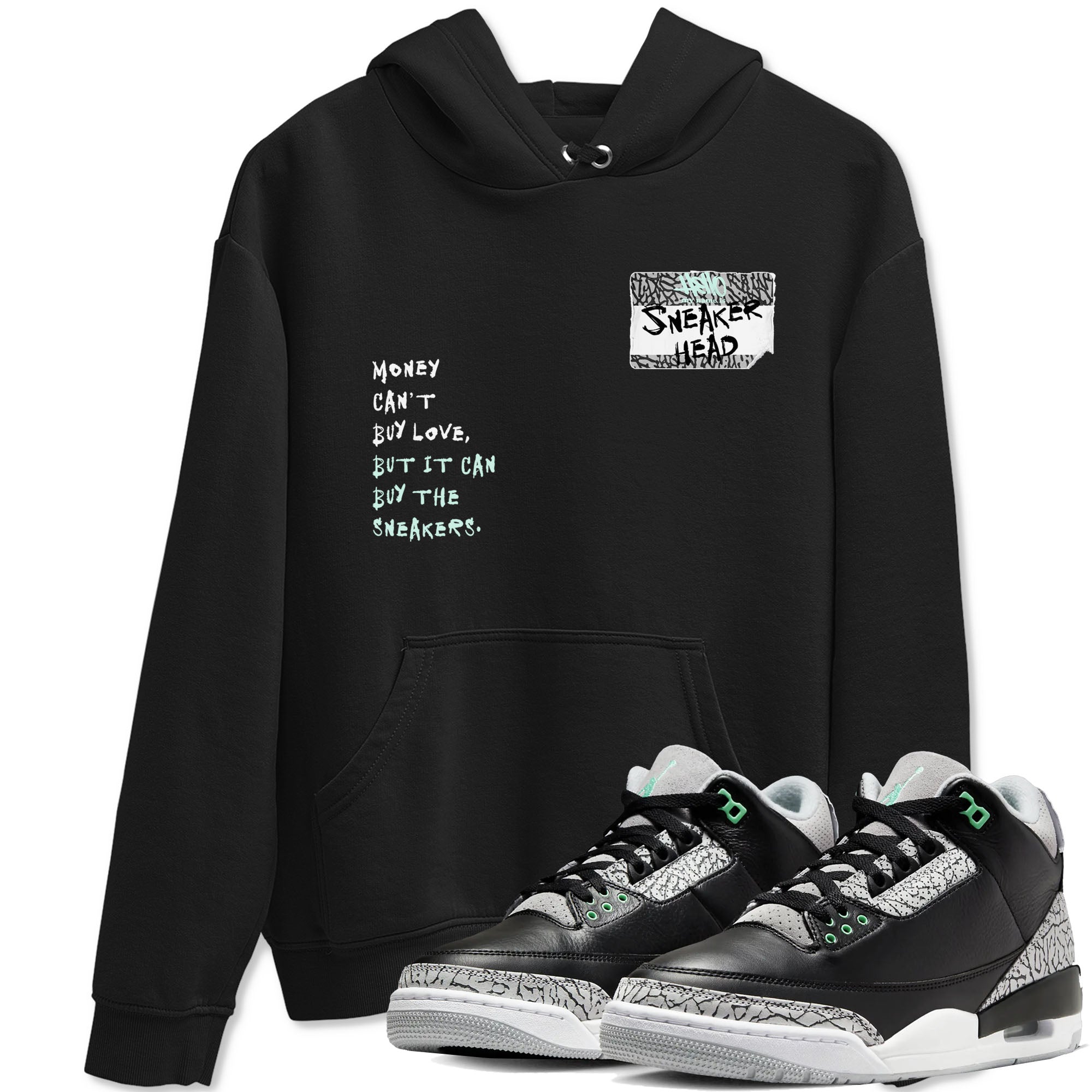 3s Green Glow shirt to match jordans Sneakerhead Badge sneaker tees Air Jordan 3 Green Glow Drip Gear Zone unisex cotton Black 1 crew neck shirt